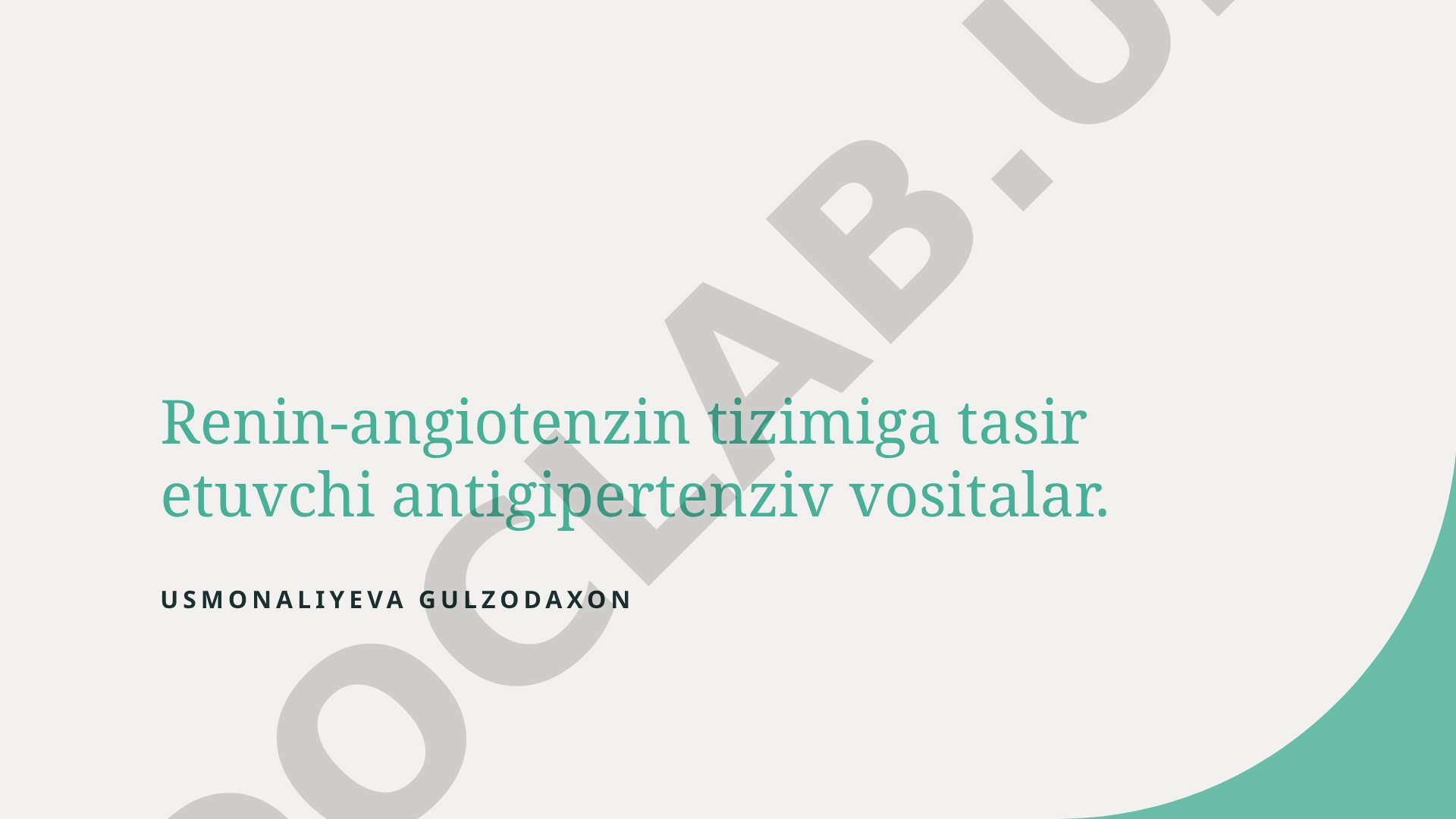 Renin-angiotenzin tizimiga tasir etuvchi antigipertenziv vositalar
