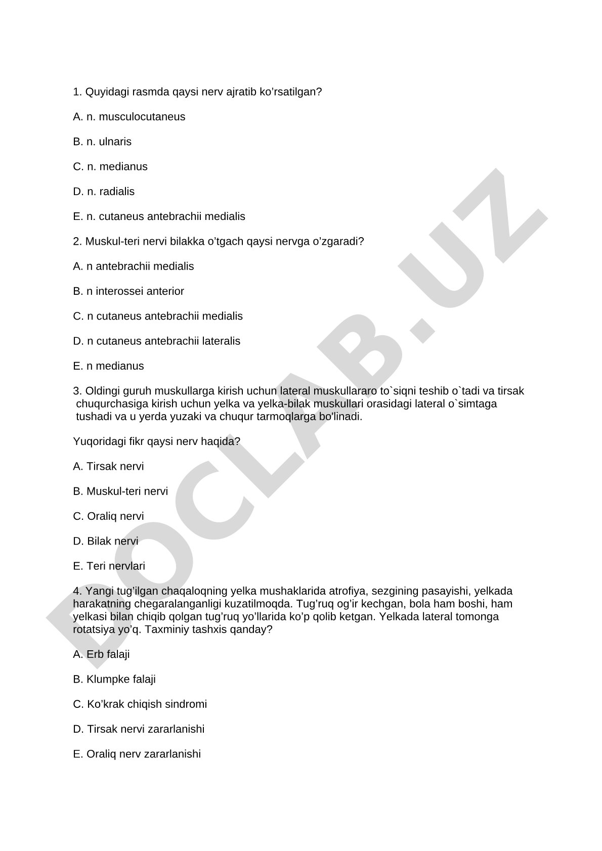 Qo'l nervlari testlari