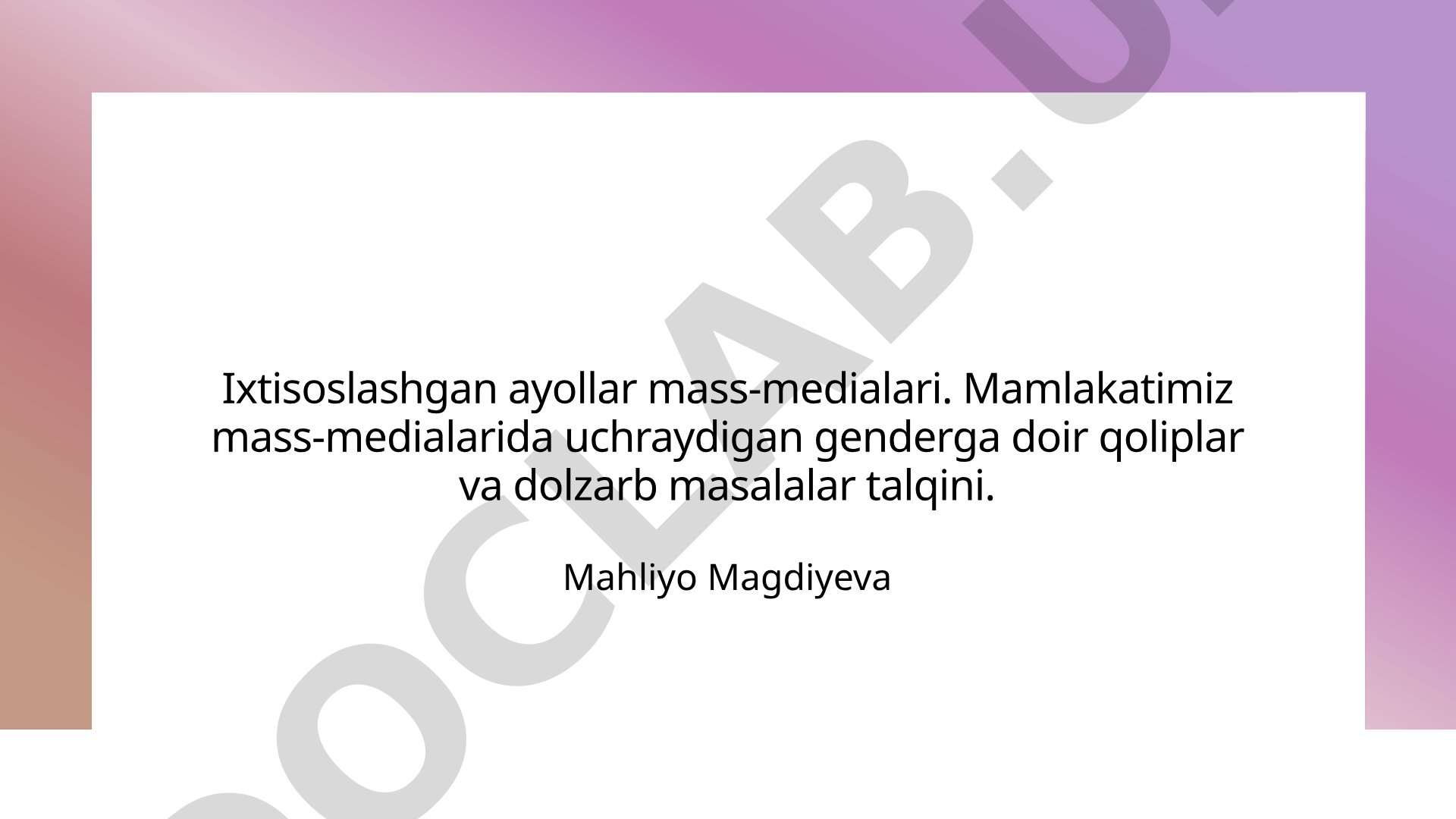 Ixtisoslashgan ayollar mass-medialari