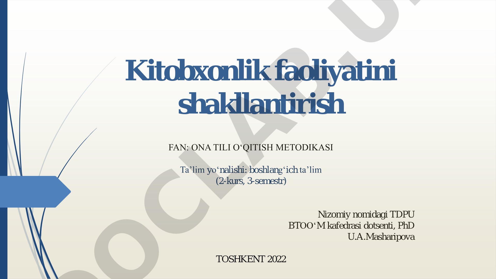 Kitobxonlik faoliyatini shakllantirish