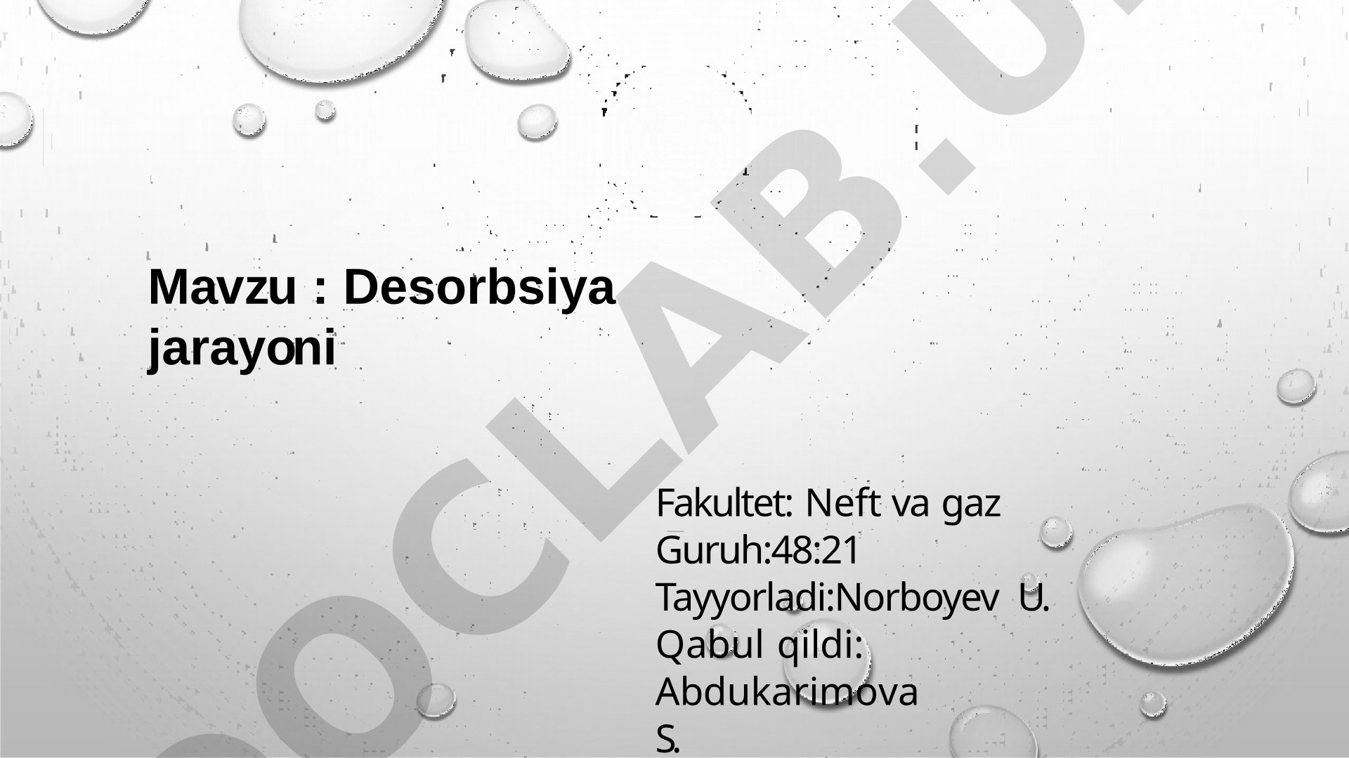 Desorbsiya jarayoni