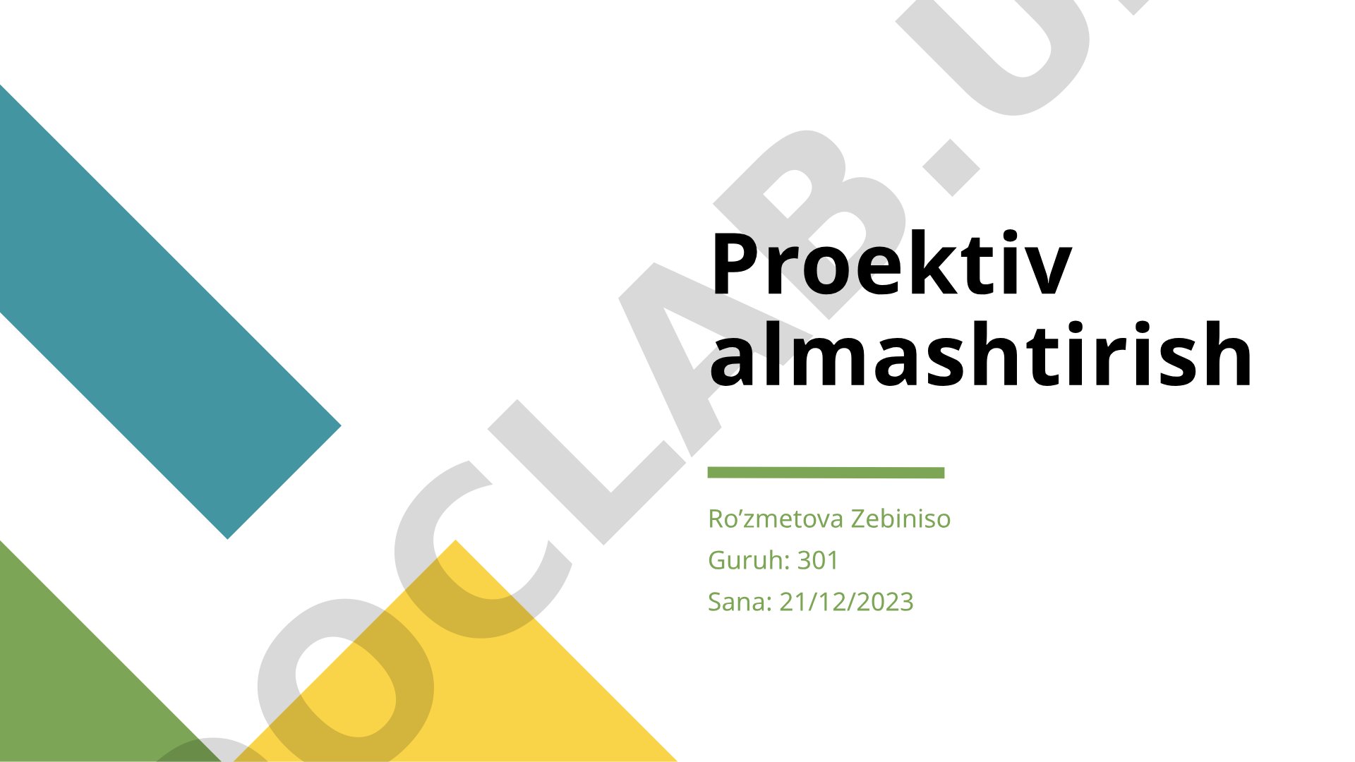 Proyektiv almashtirish haqida: ta'rif, teorema, lemma, misollar, analitik ifodasi va