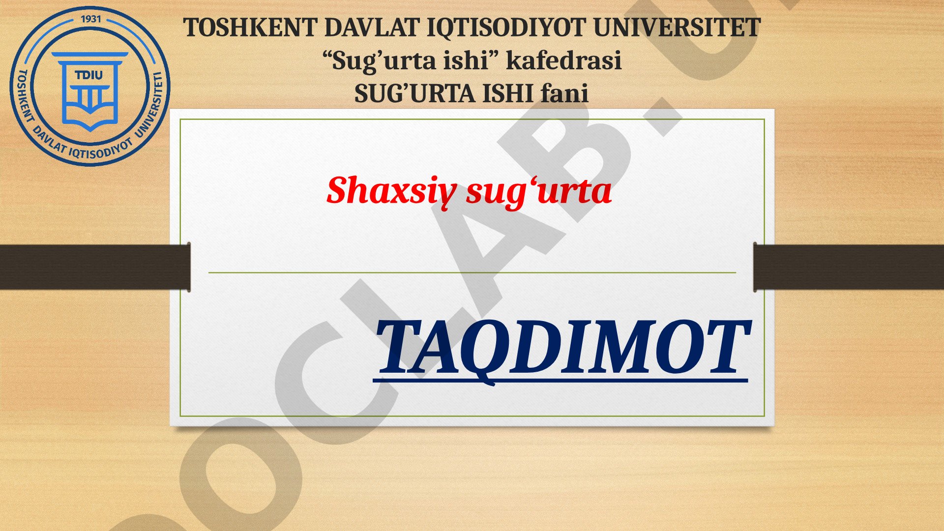 Shaxsiy sug'urta
