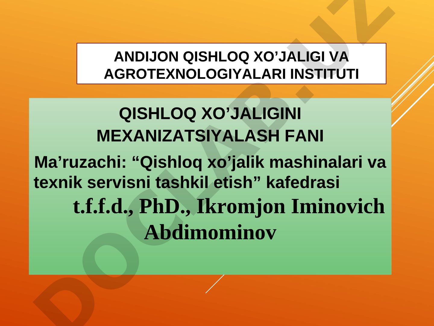 Melioratsiya va sugorish ishlarida qo‘llaniladigan mashinalar.