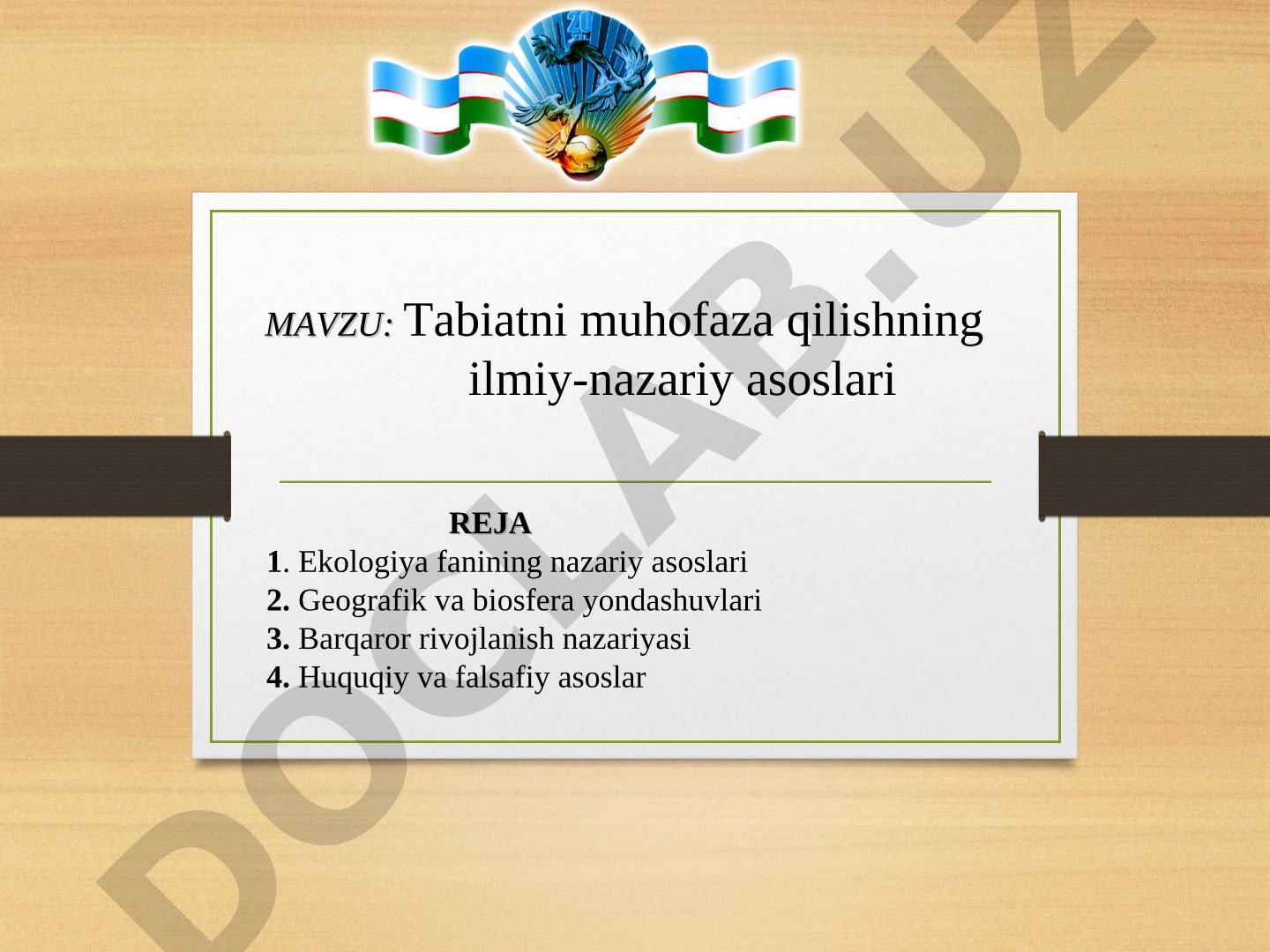 Tabiatni muhofaza qilishning ilmiy-nazariy asoslari