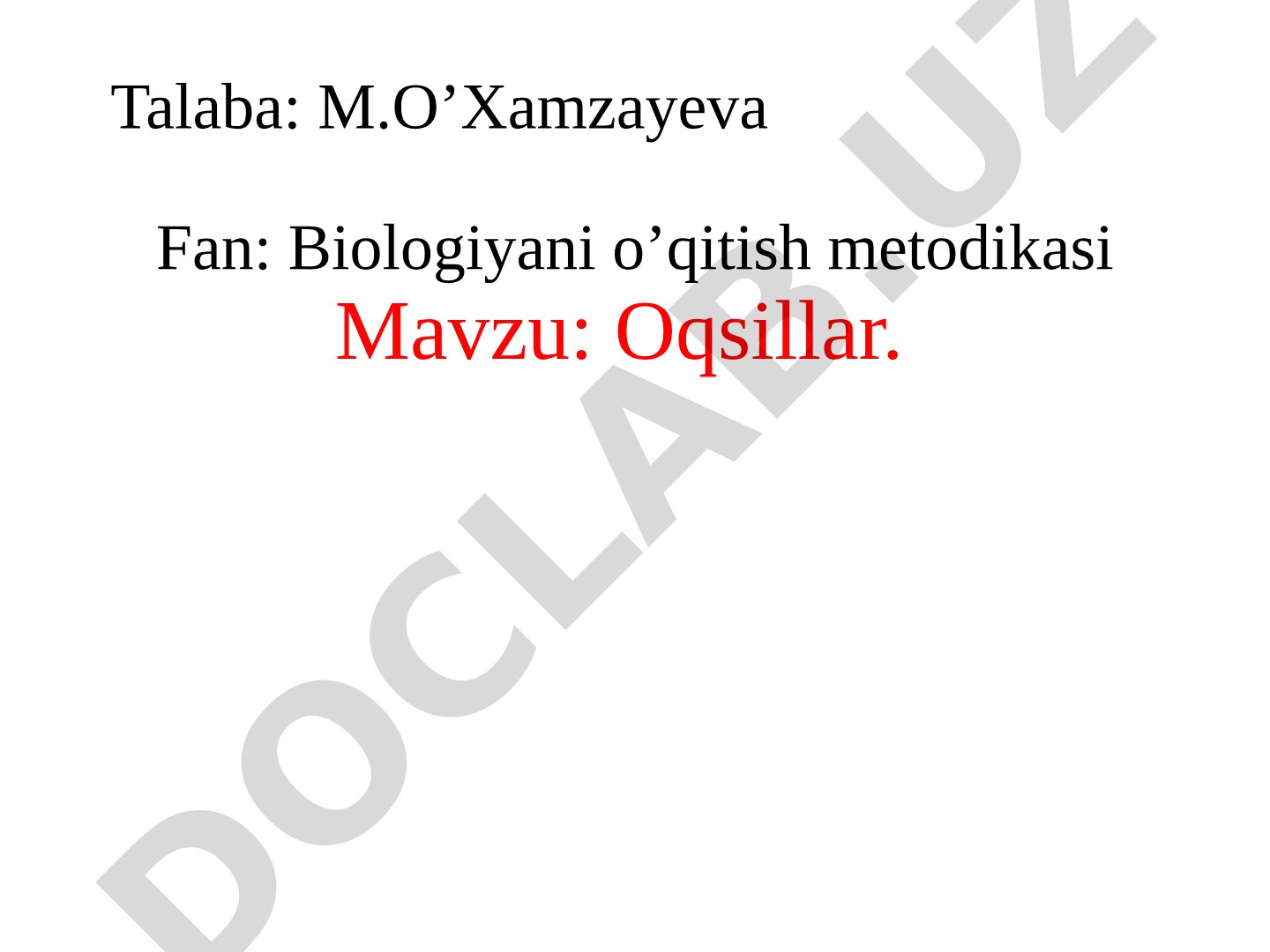Oqsillarning tuzilishi, xossalari va vazifalari haqida taqdimot