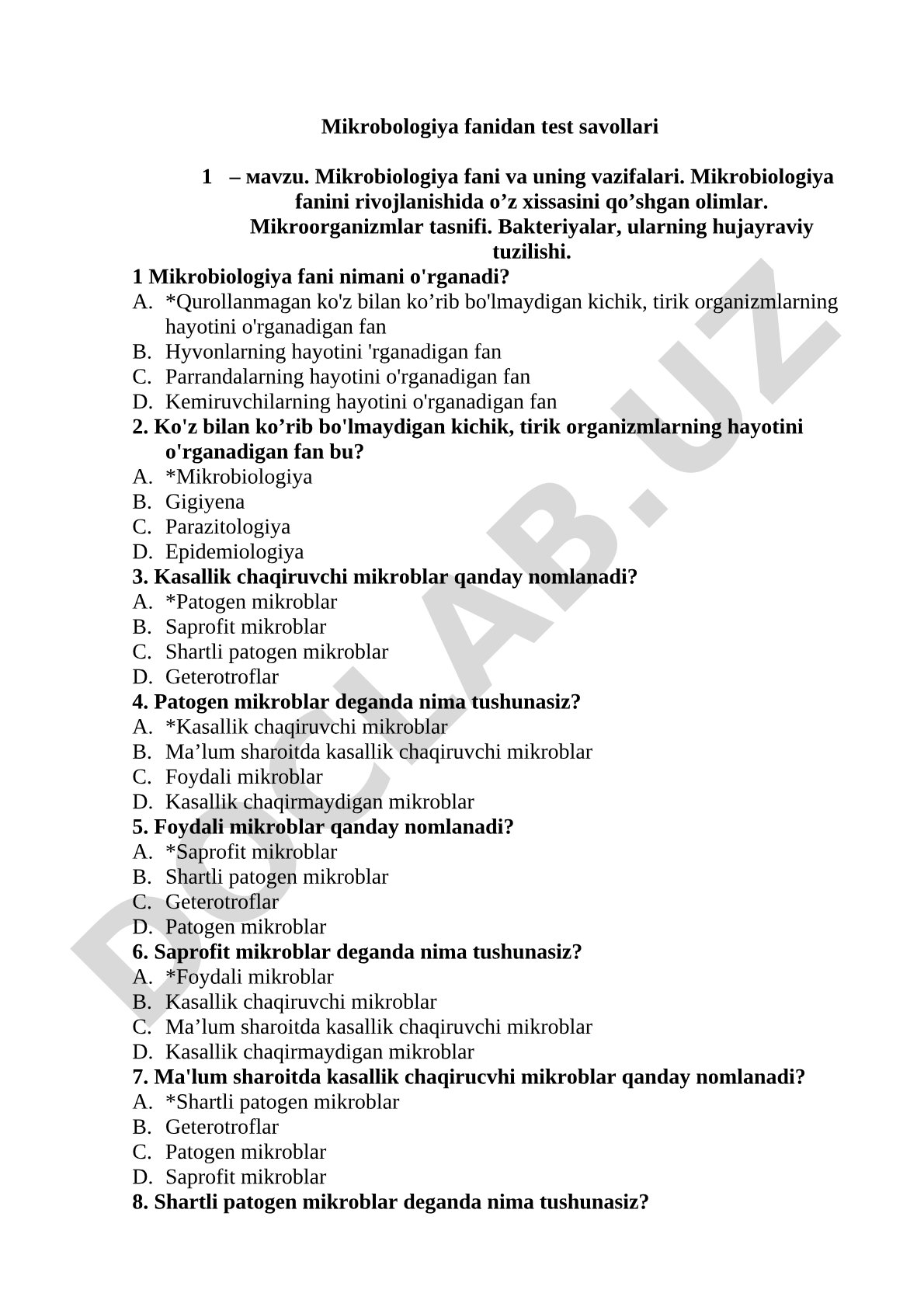 Mikrobiologiya fani va uning vazifalari
