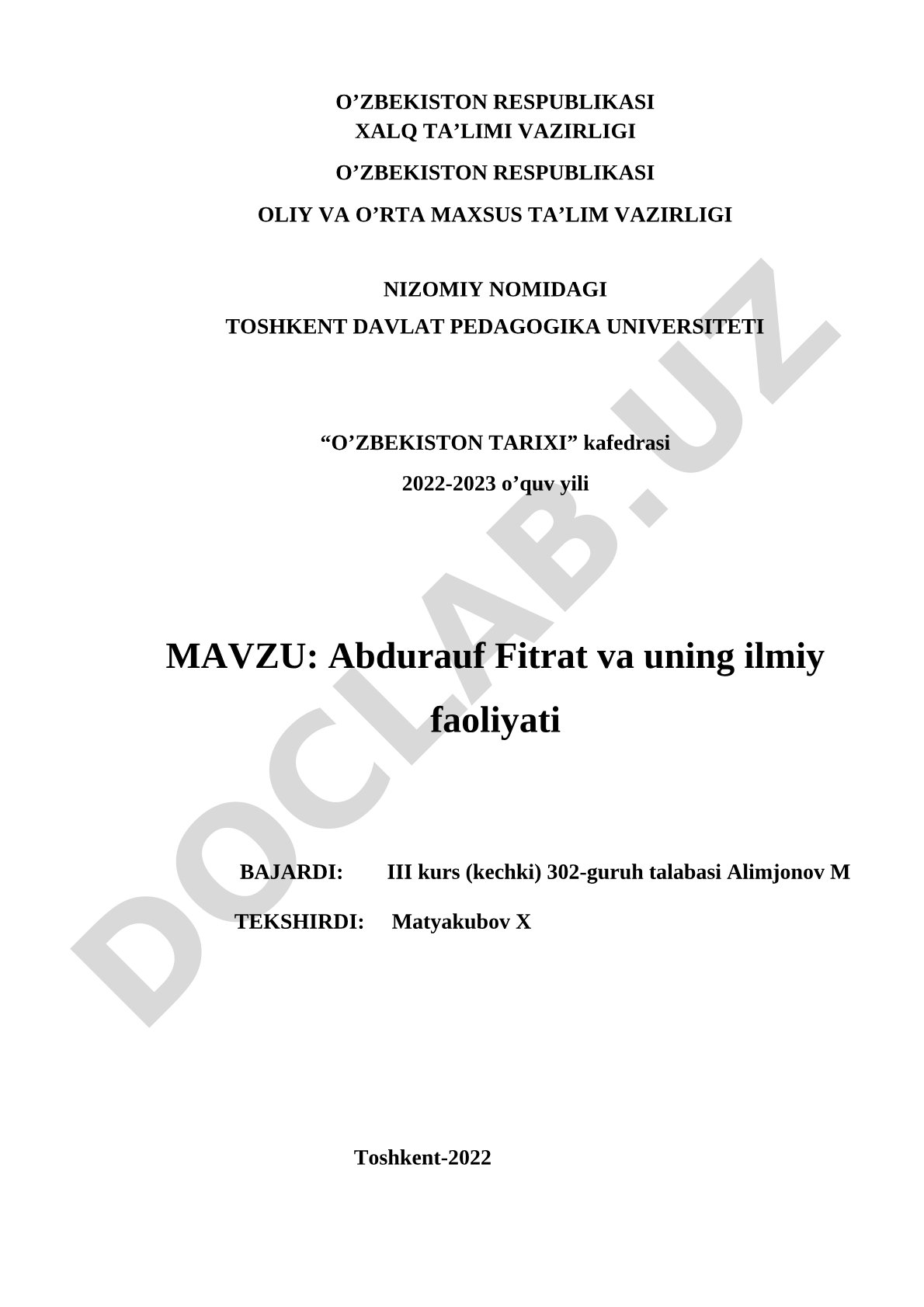 Abdurauf Fitrat va uning ilmiy faoliyati