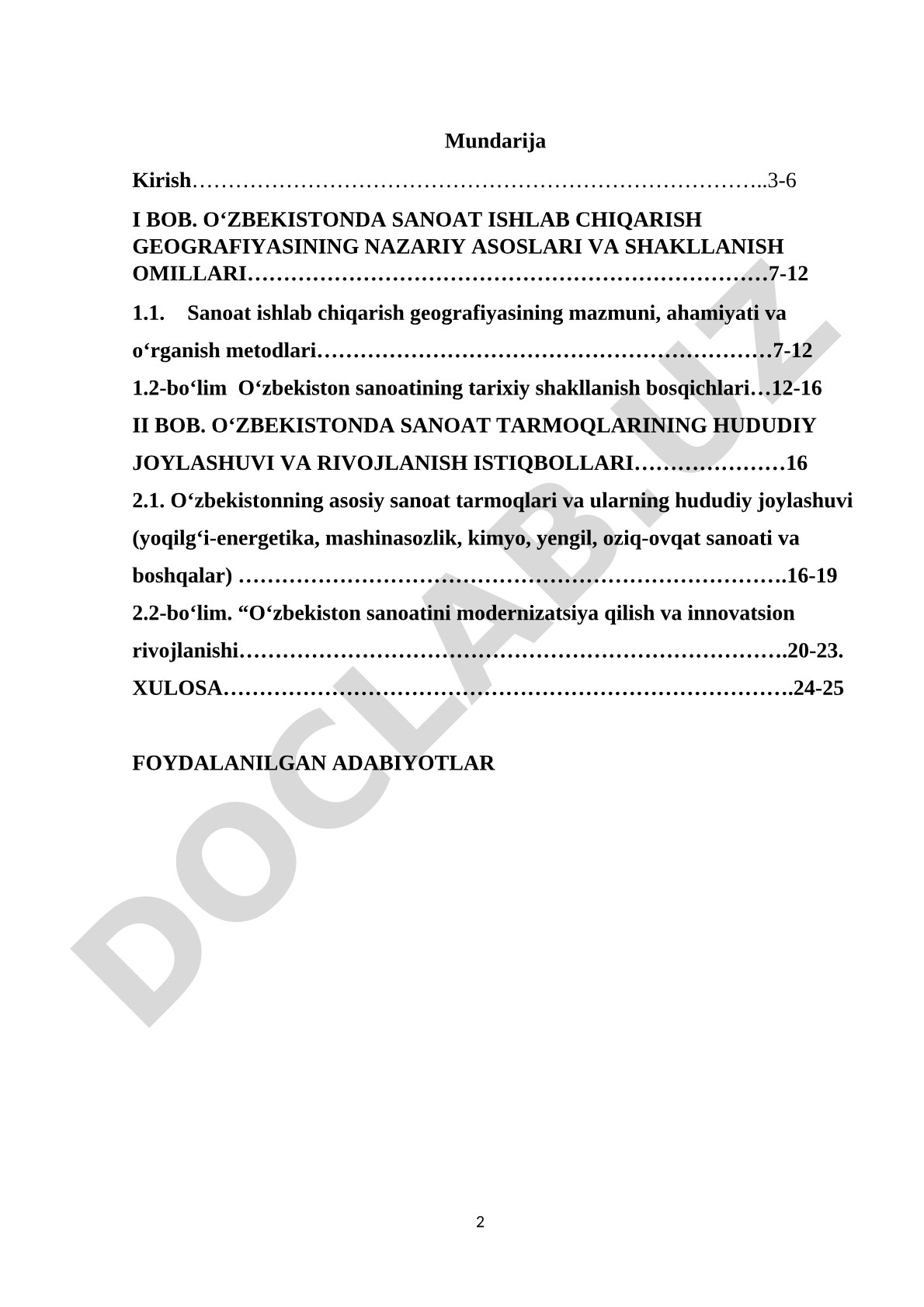 O'zbekistonning ishlab chiqarish sanoat geografiyasi