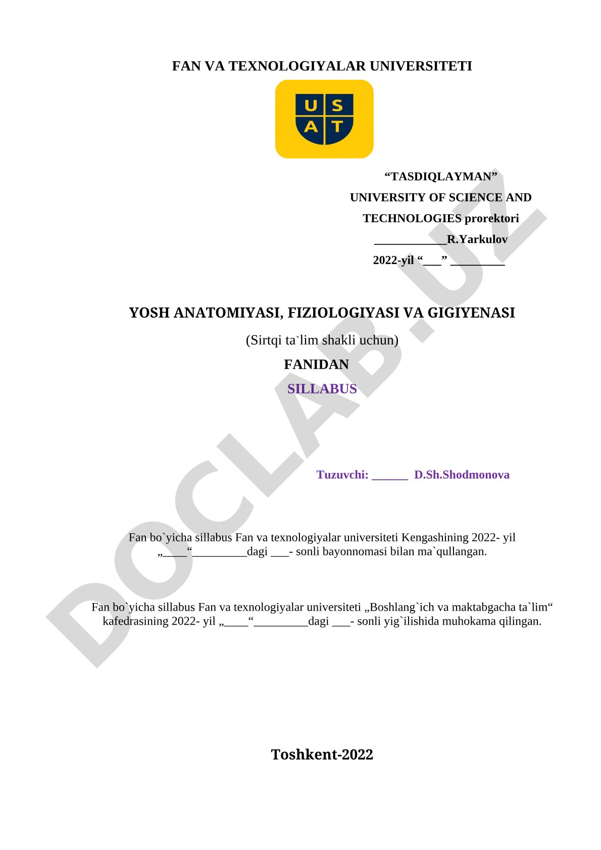 Yosh anatomiyasi, fiziologiyasi va gigiyenasi