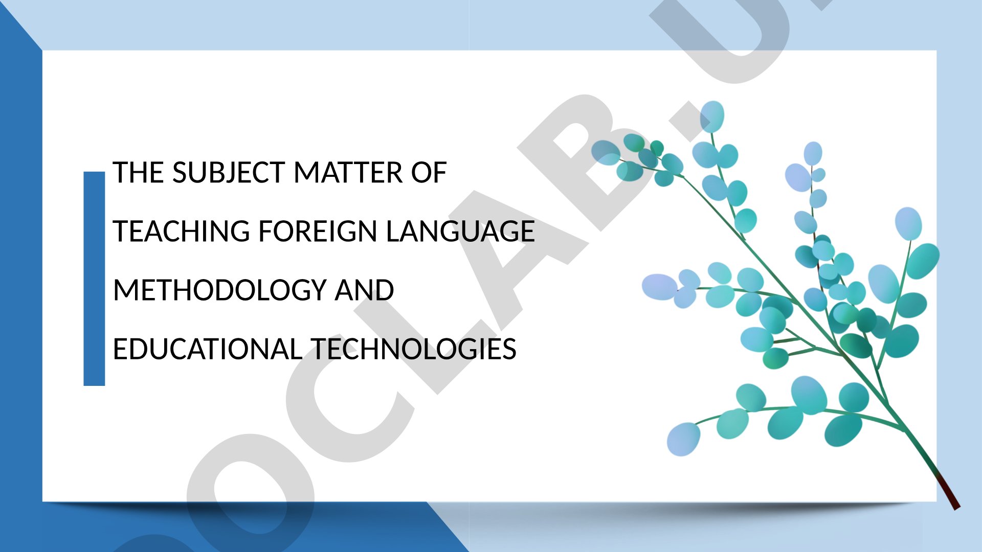 The subject matter of teaching foreign language methodology and educational technologies