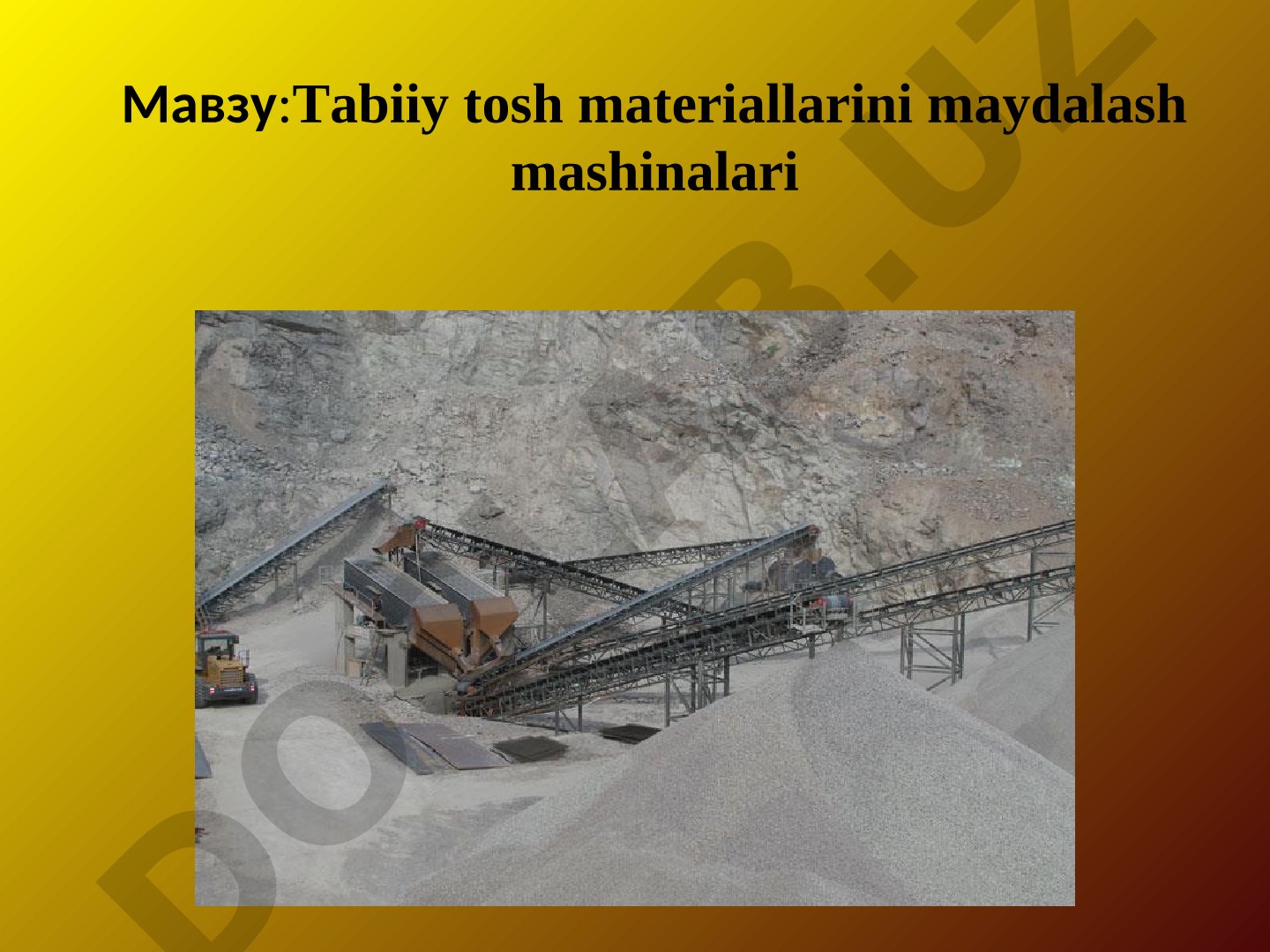Tabiiy tosh materiallarini maydalash mashinalari
