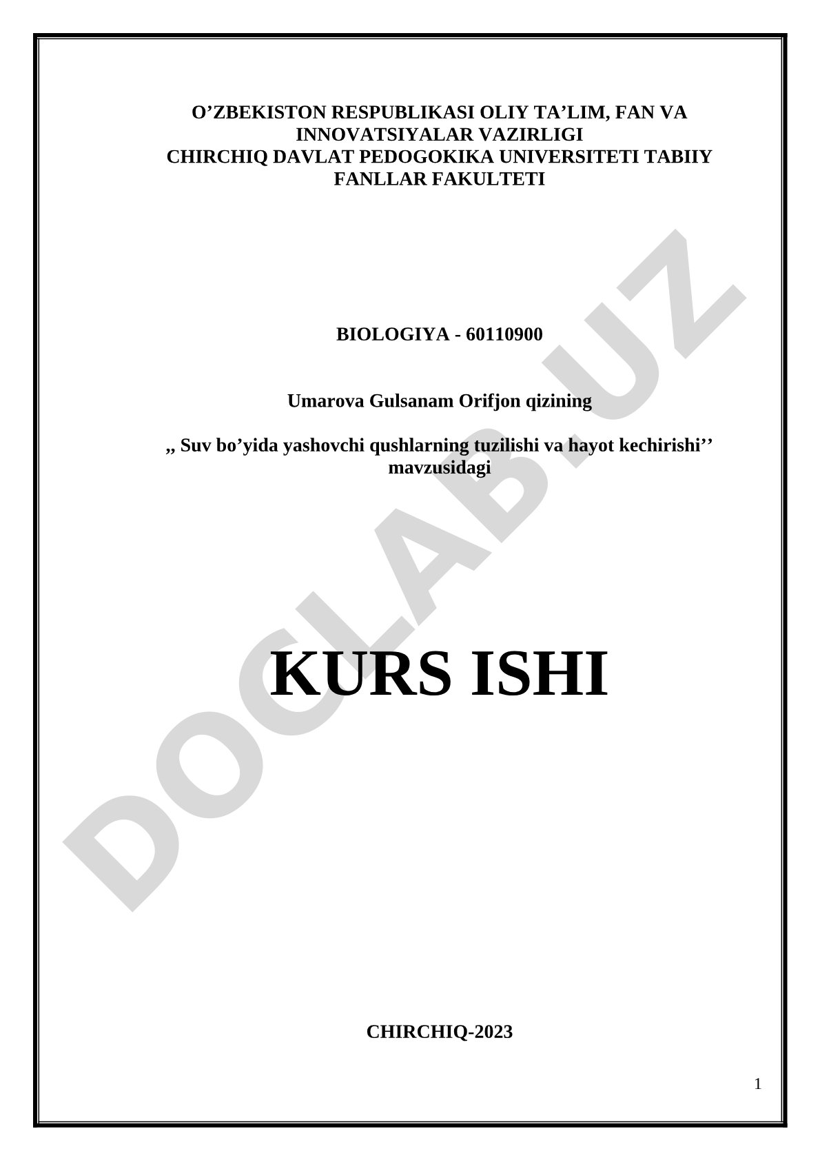 Suv bo'yida yashovchi qushlarning tuzilishi va hayot kechirishi