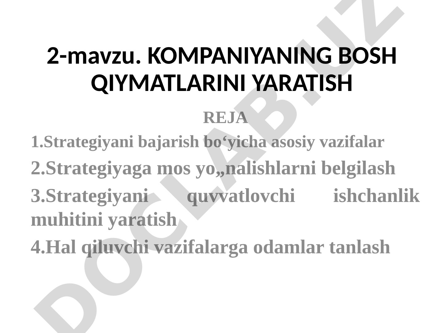 Kompaniyaning bosh qiyomatlarini yaratish