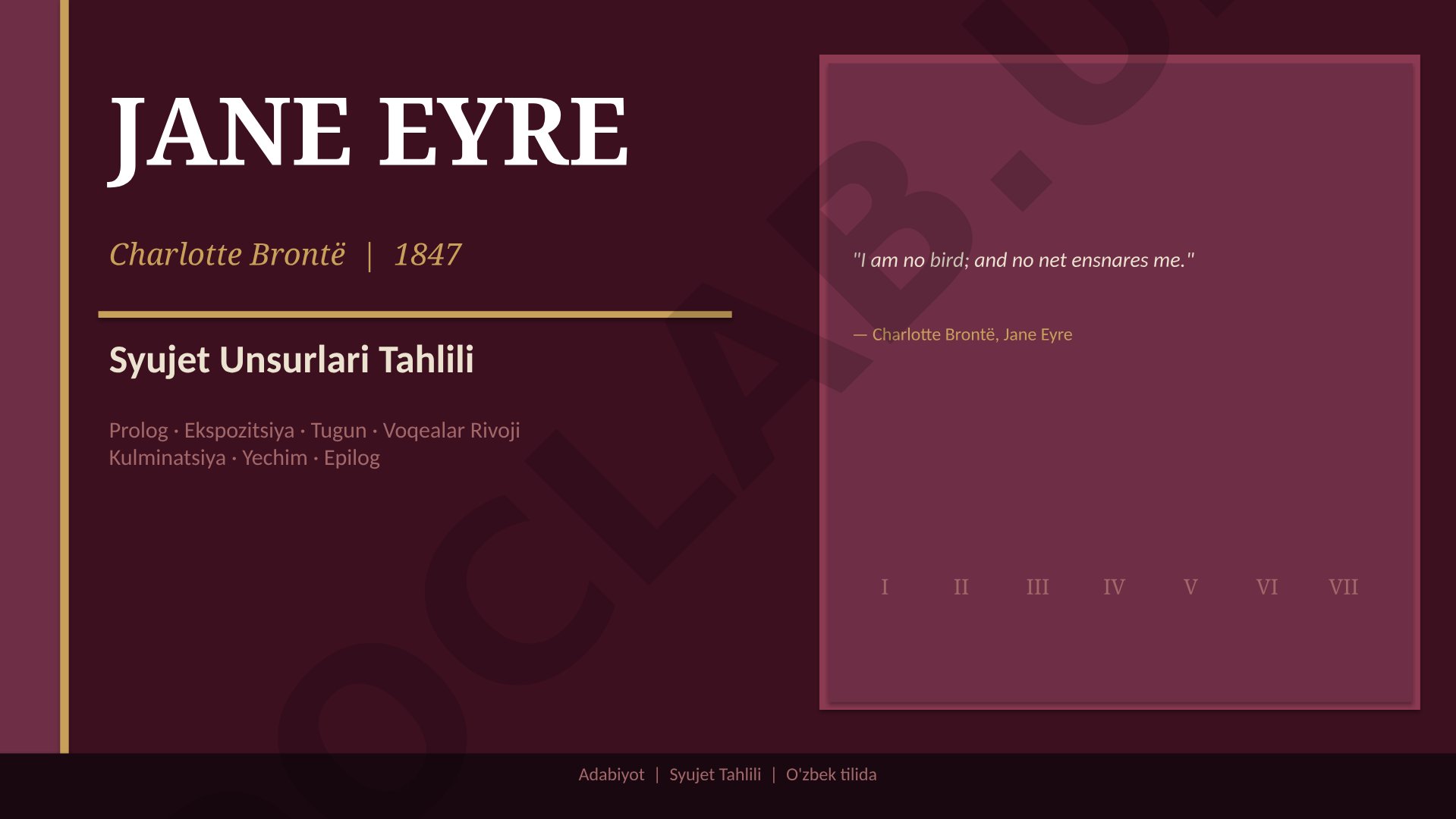 Jane Eyre Syujet Unsurlari Tahlili