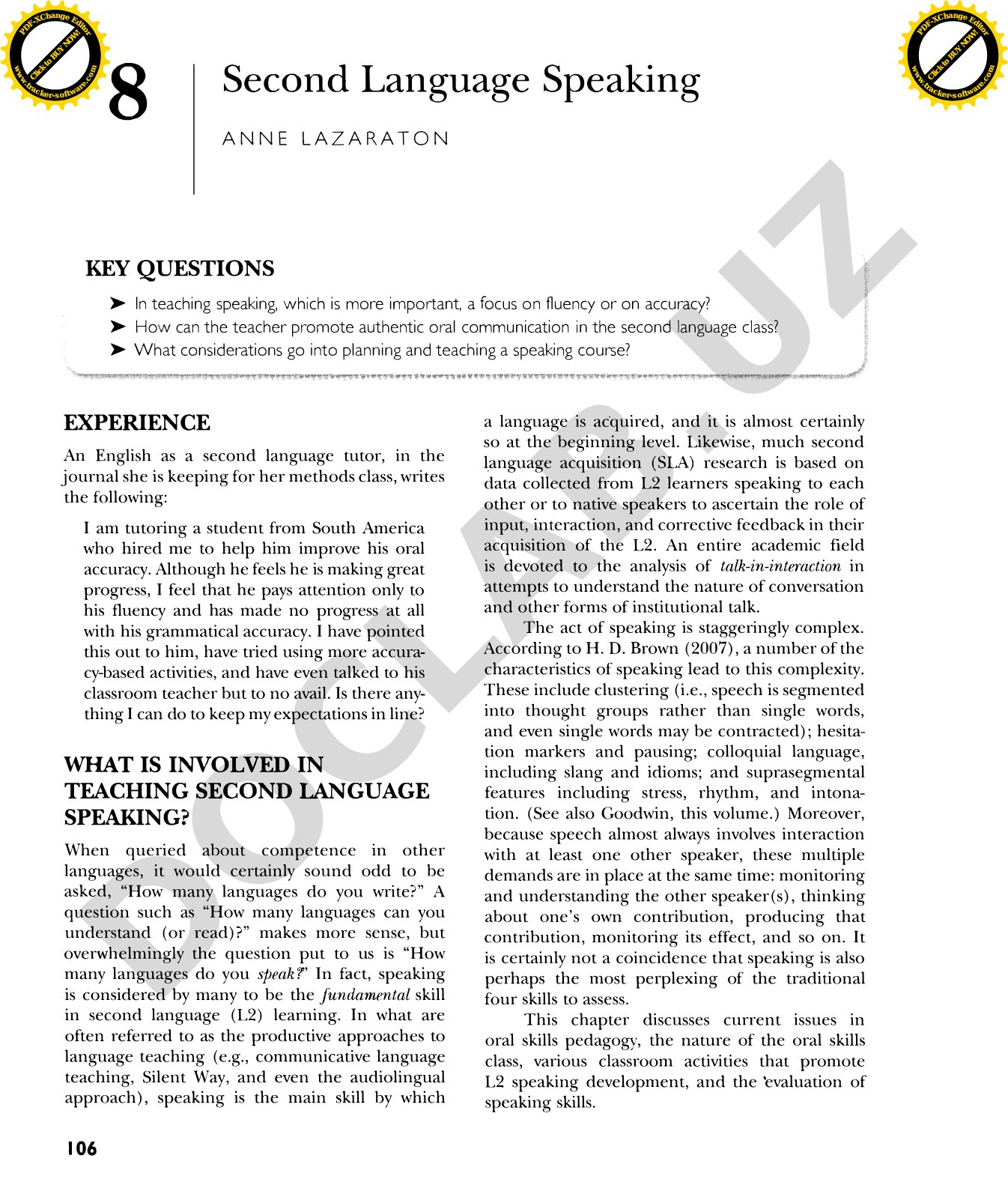 Teaching Second Language Speaking Fluency and Accuracy