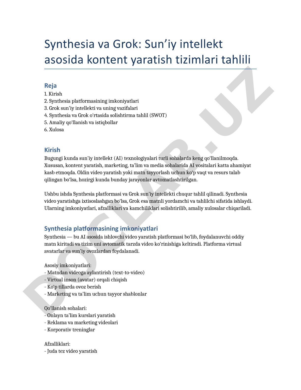 Synthesia va Grok: Sun’iy intellekt asosida kontent yaratish tizimlari tahlili