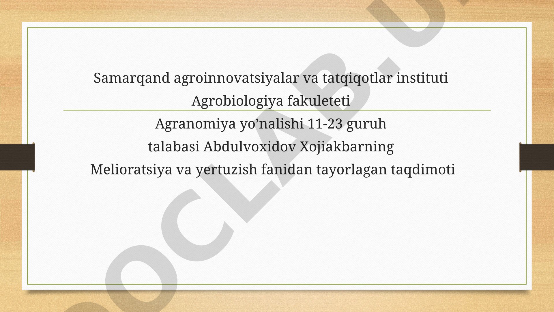 Kollektor-zovur suvlaridan ekinlarni sugʻorishda foydalanish yoʻllari