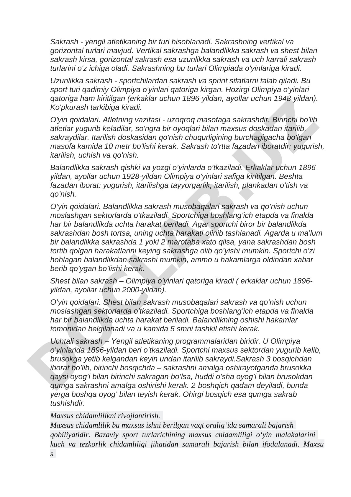 Sakrash turlari va ularning Olimpiya o'yinlaridagi o'rni