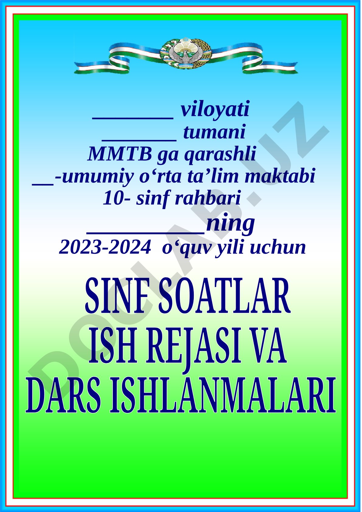 10-sinf rahbarining 2023-2024 o'quv yili tushuntirish xati