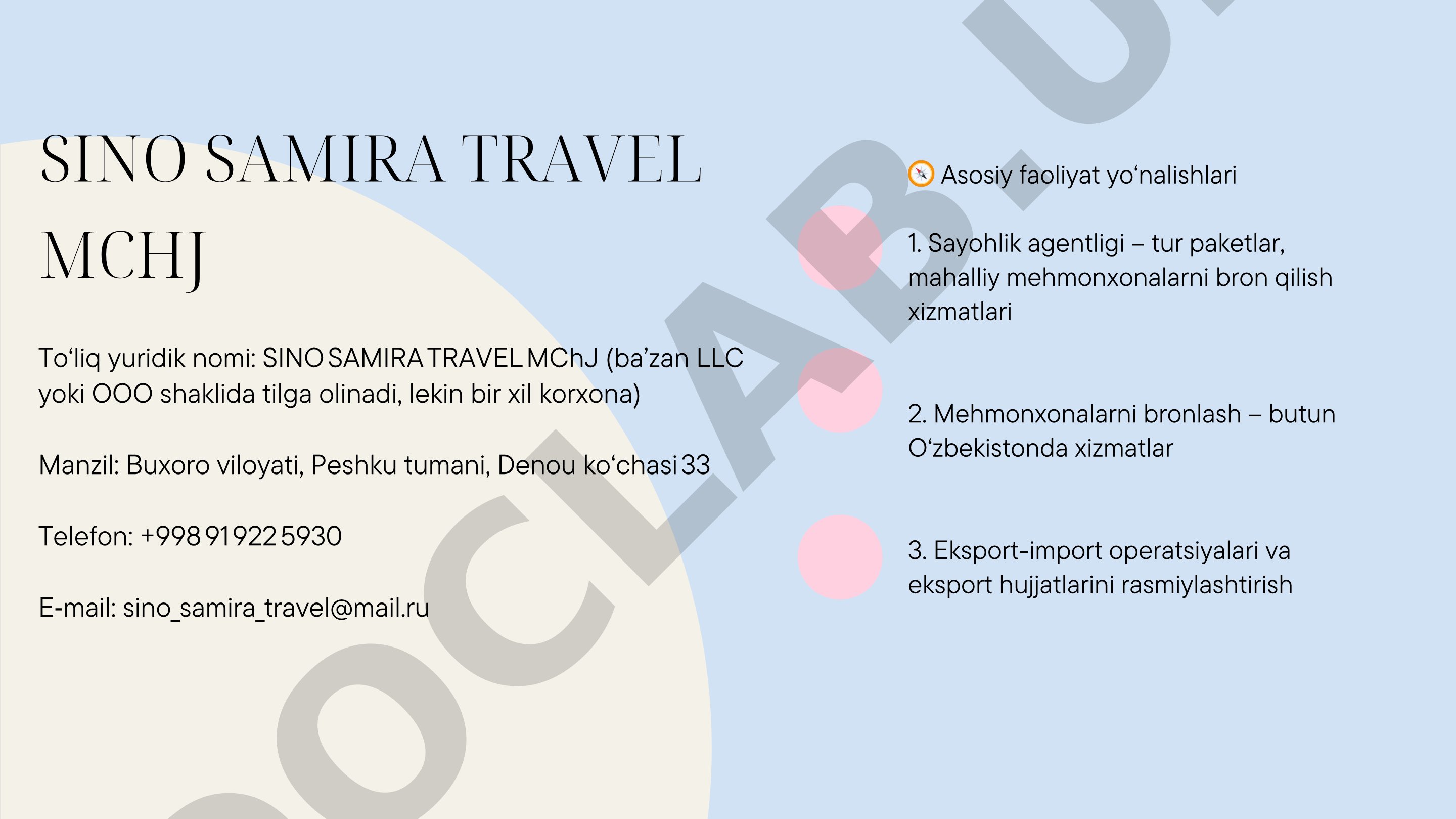 Peshku tumanining turistik salohiyati va SINO SAMIRA TRAVEL MChJ