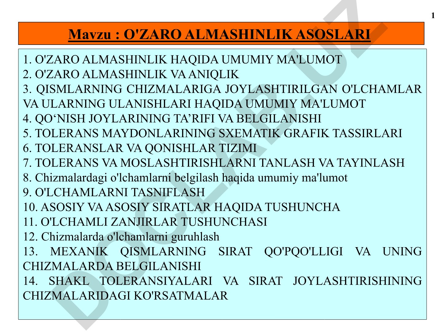 O'zaro almashinlik asoslari