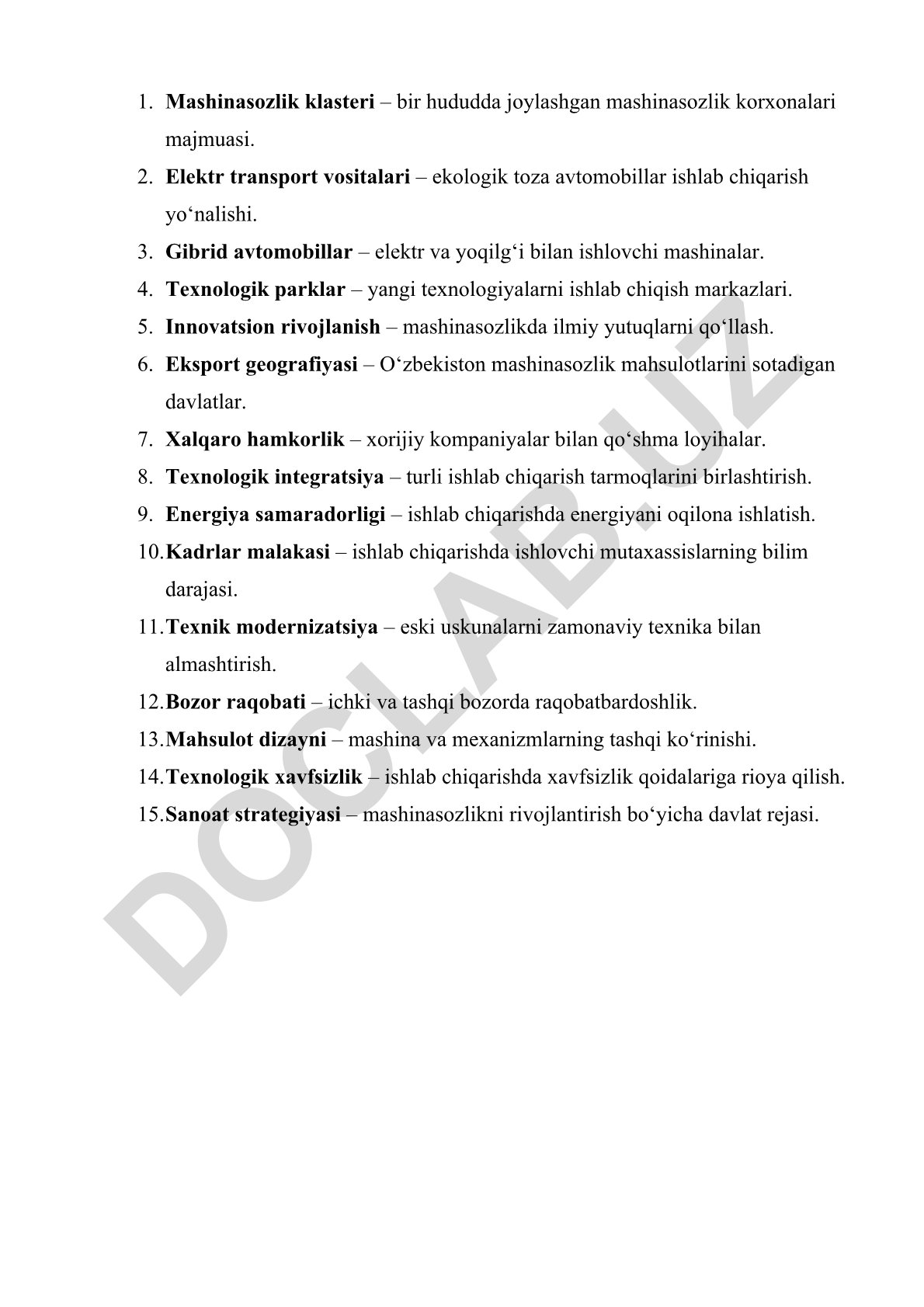 O'zbekistonda mashinasozlik klasterlari va innovatsion rivojlanish