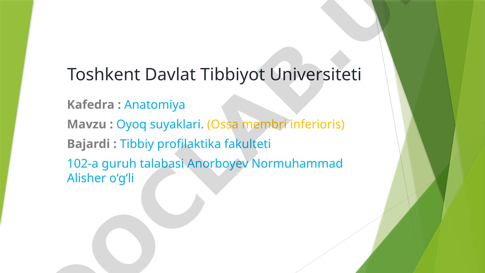Oyoq suyaklari. (Ossa membri inferioris)