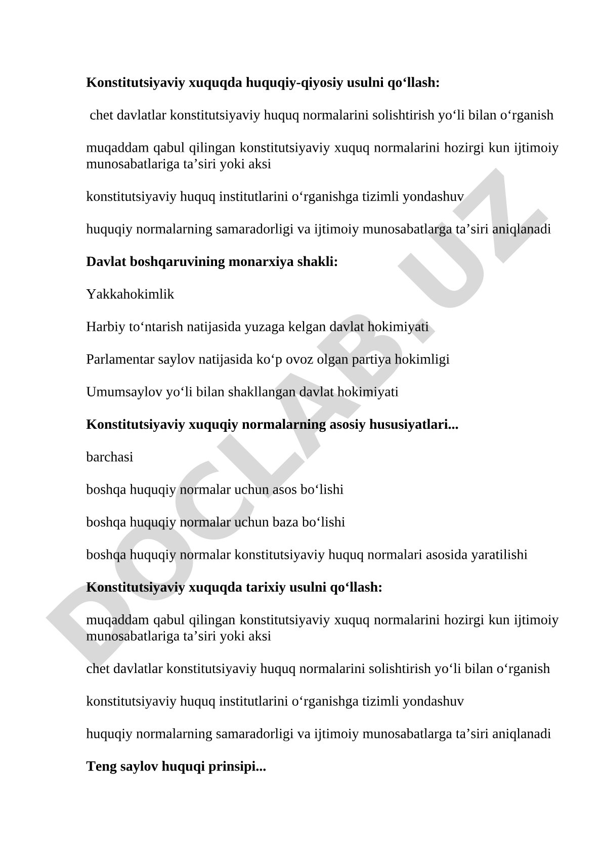 Konstitutsiyaviy huquqda huquqiy-qiyosiy usulni qo'llash