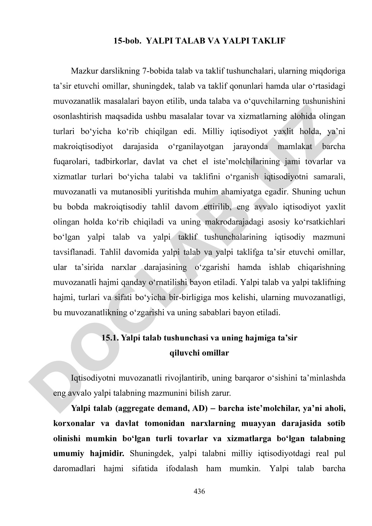 Yalpi talab va yalpi taklif tushunchalari