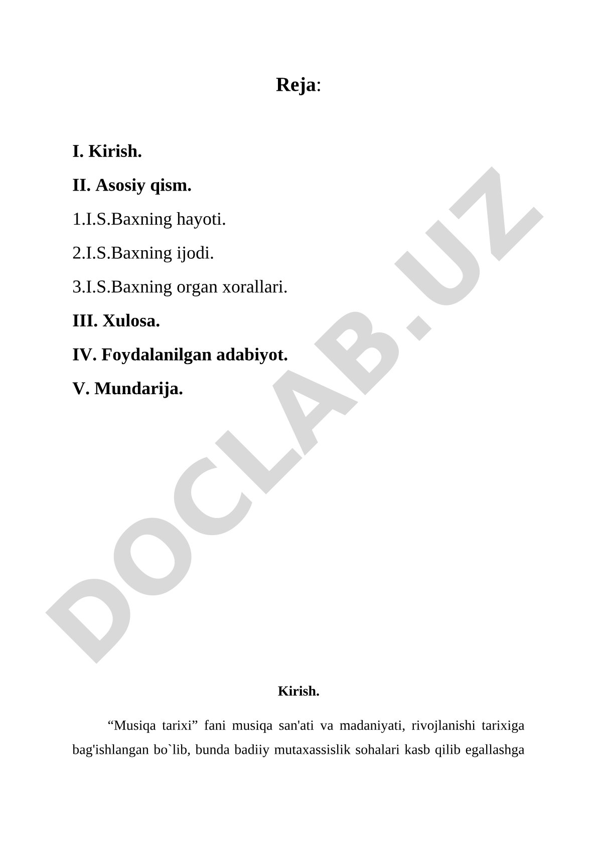 I.S. Bax hayoti va ijodi