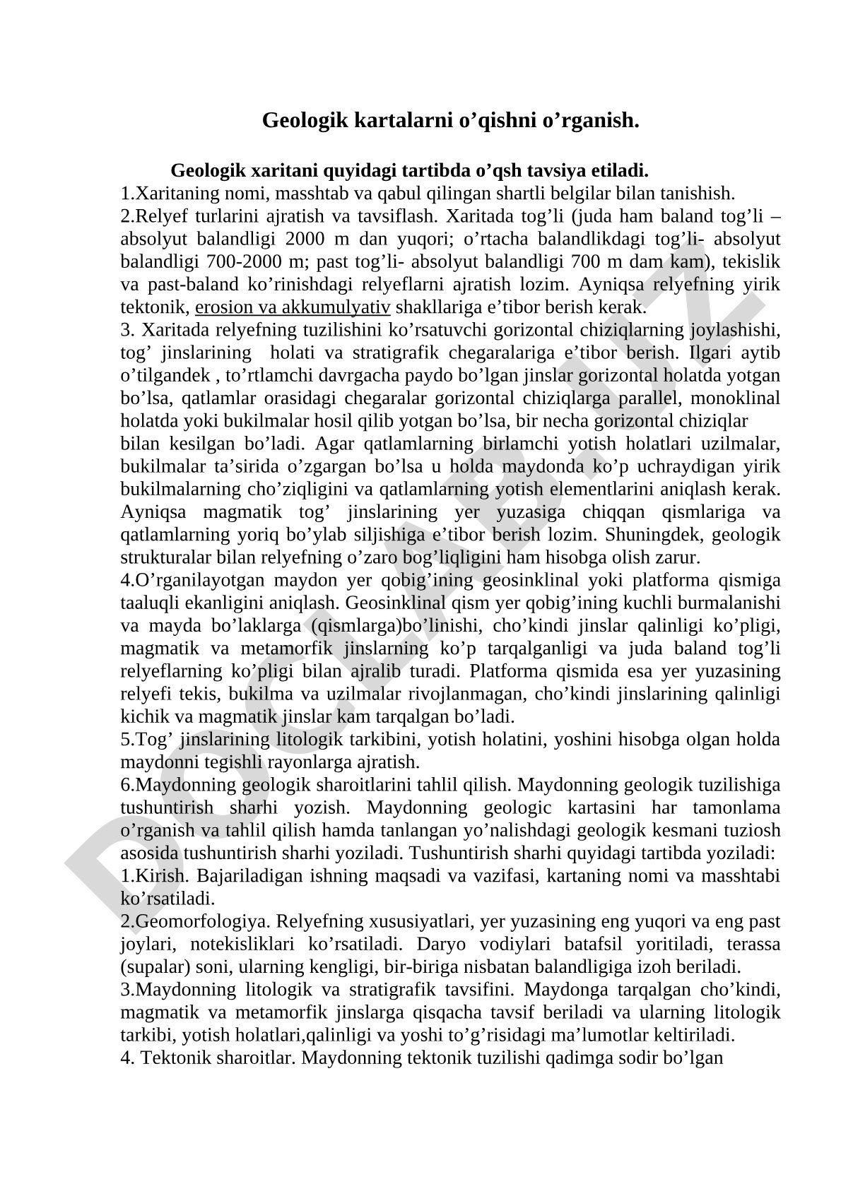 Geologik kartalarni o'qishni o'rganish