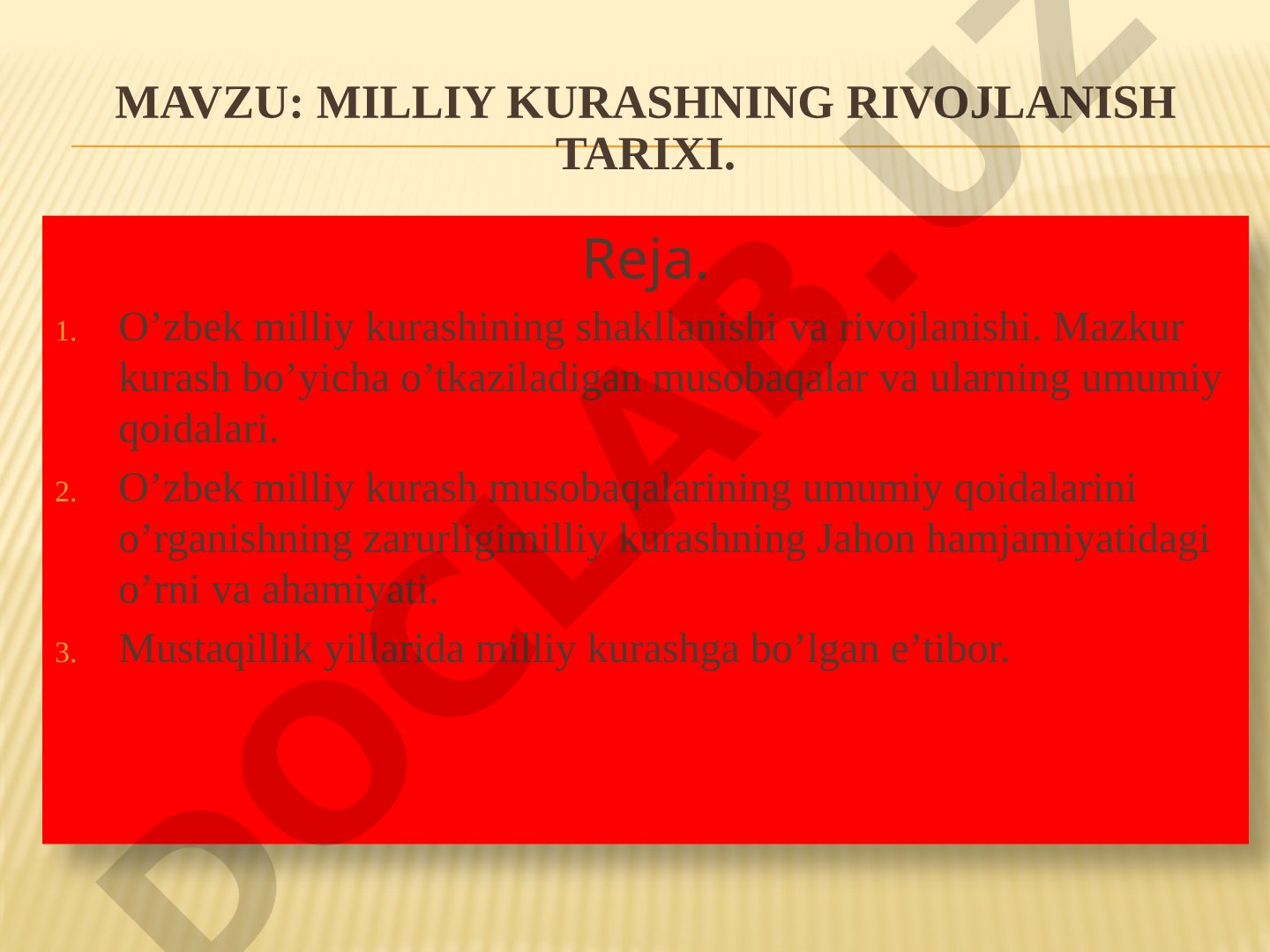Milliy kurashning rivojlanish tarixi
