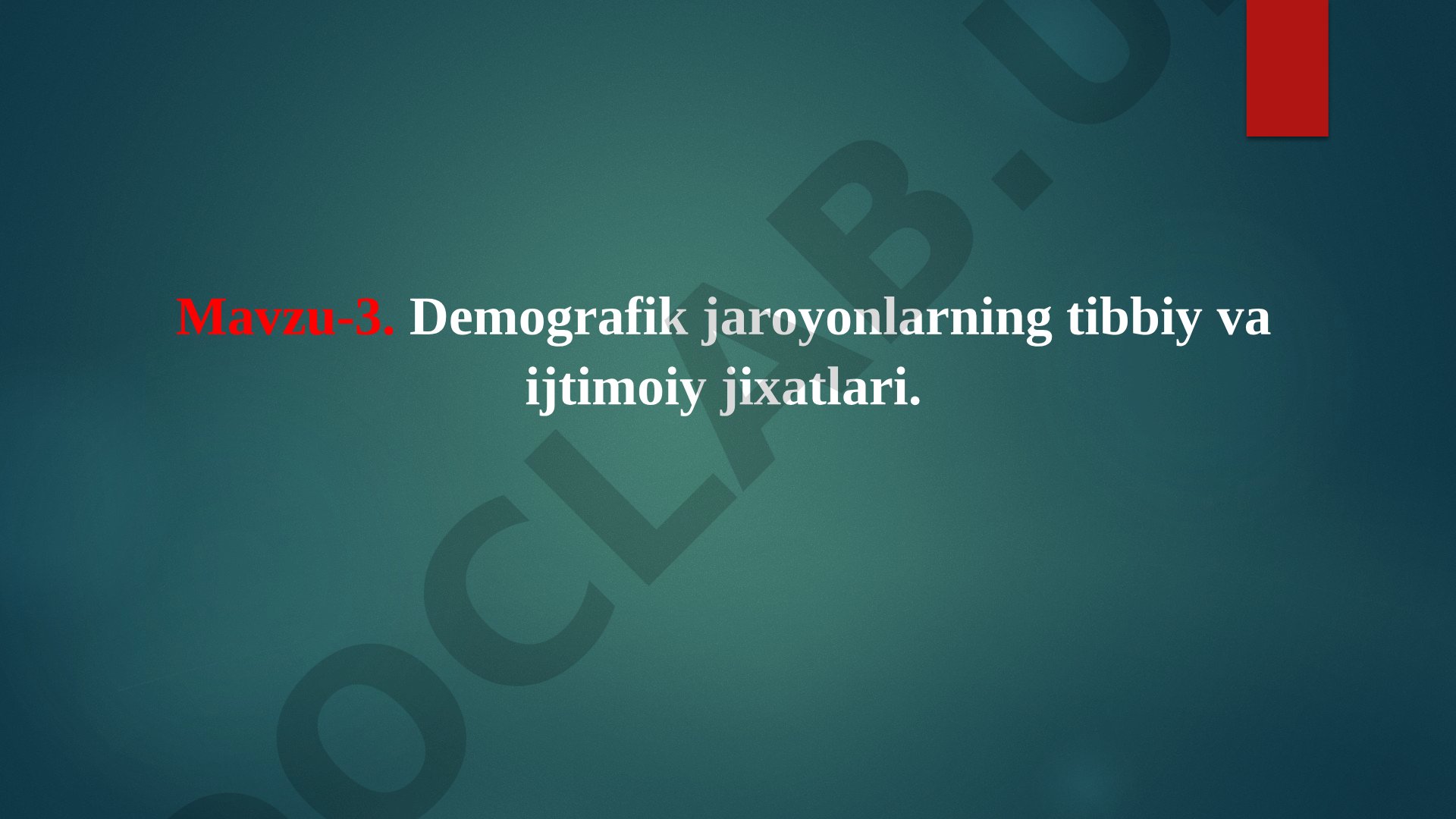 Demografik jaroyonlarning tibbiy va ijtimoiy jixatlari