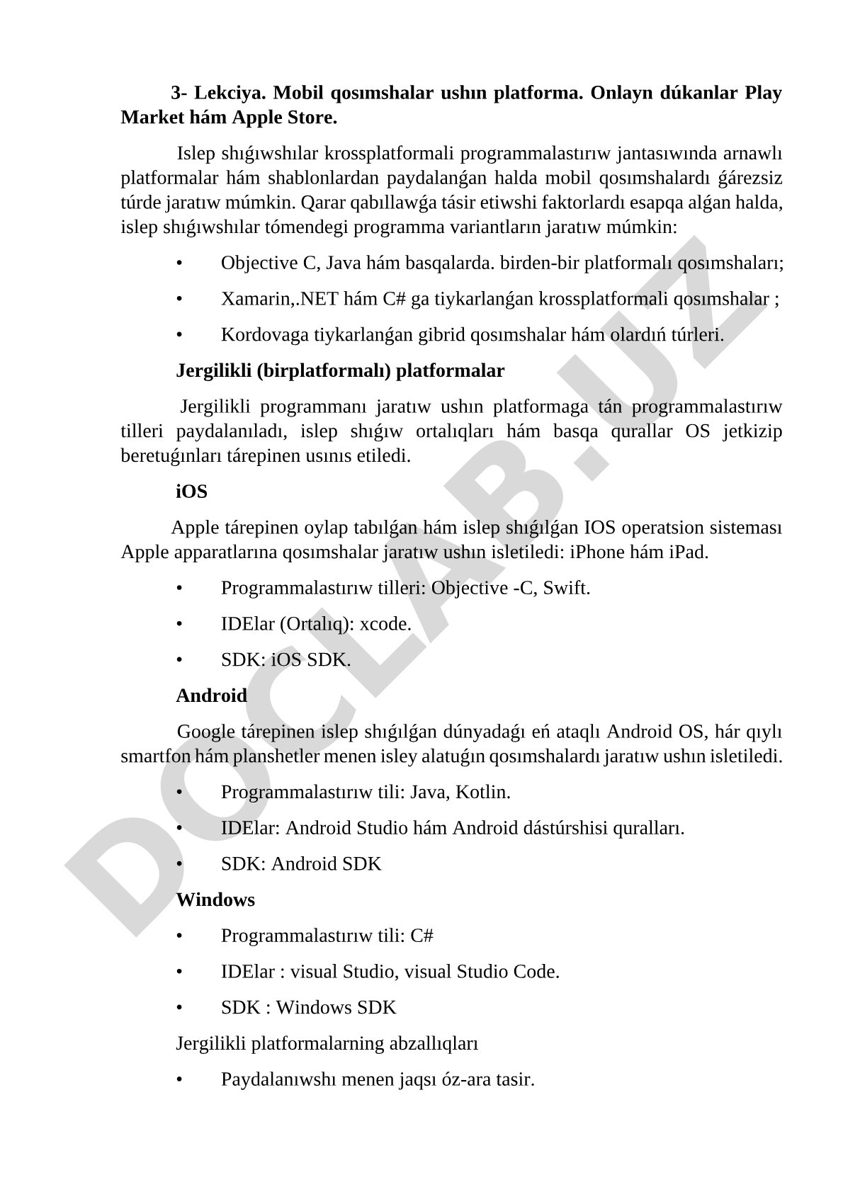 Mobil qosımshalar ushın platforma