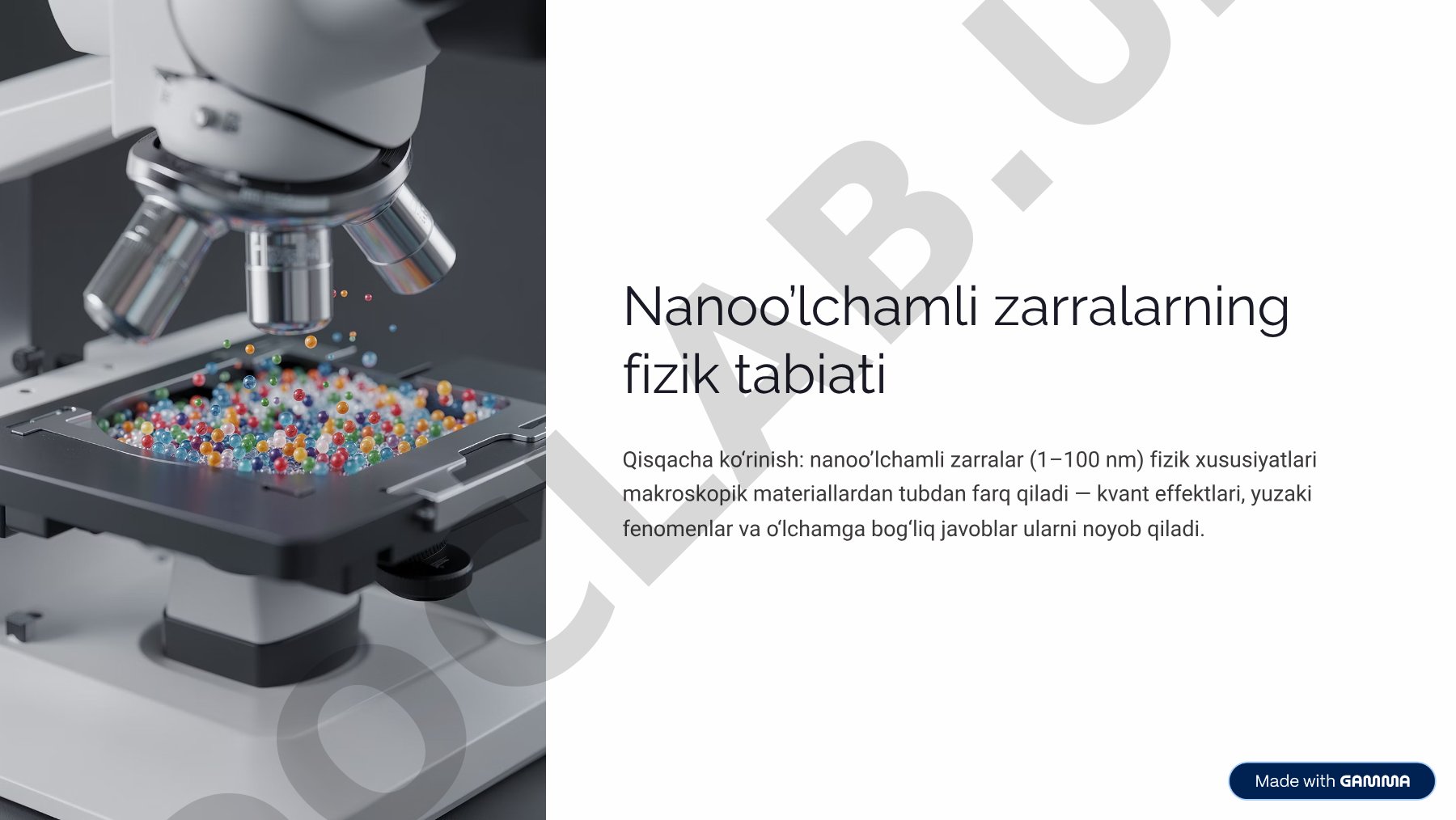 Nanoo'lchamli zarralarning fizik tabiati