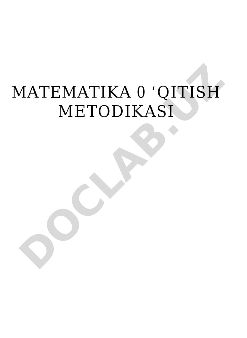 Matematika o‘qitish metodikasi