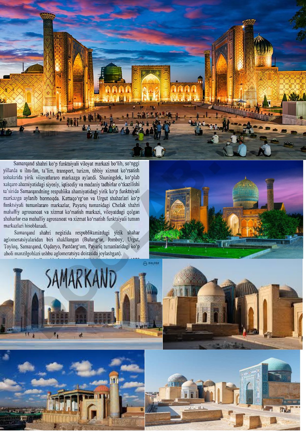 Samarqand shahrining tarixi va me'moriy obidalari