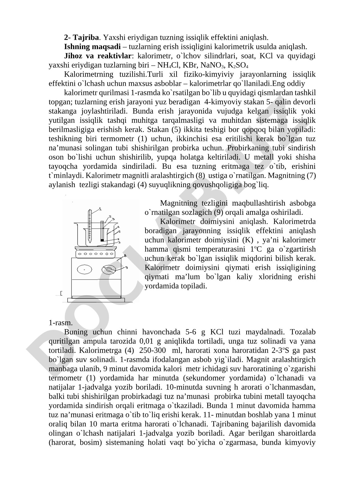 Yaxshi eriydigan tuzning issiqlik effektini aniqlash