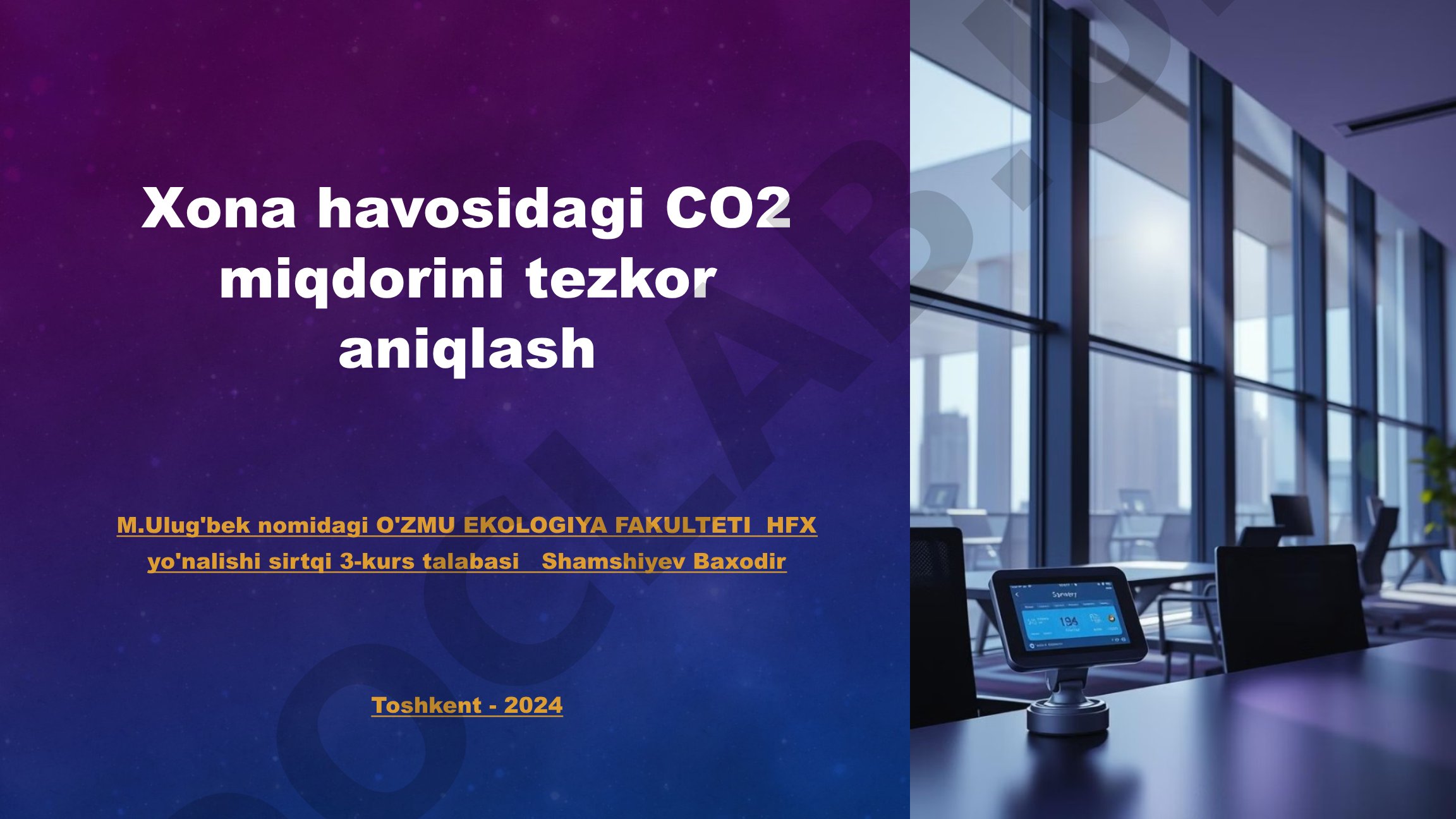 Xona havosidagi CO2 miqdorini tezkor aniqlash