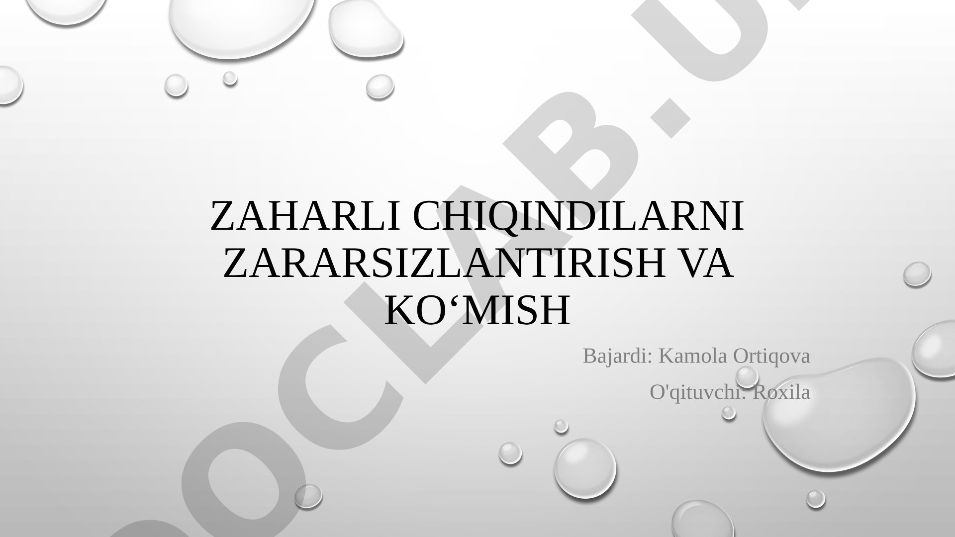 Zaharli chiqindilarni zararsizlantirish va koʻmish