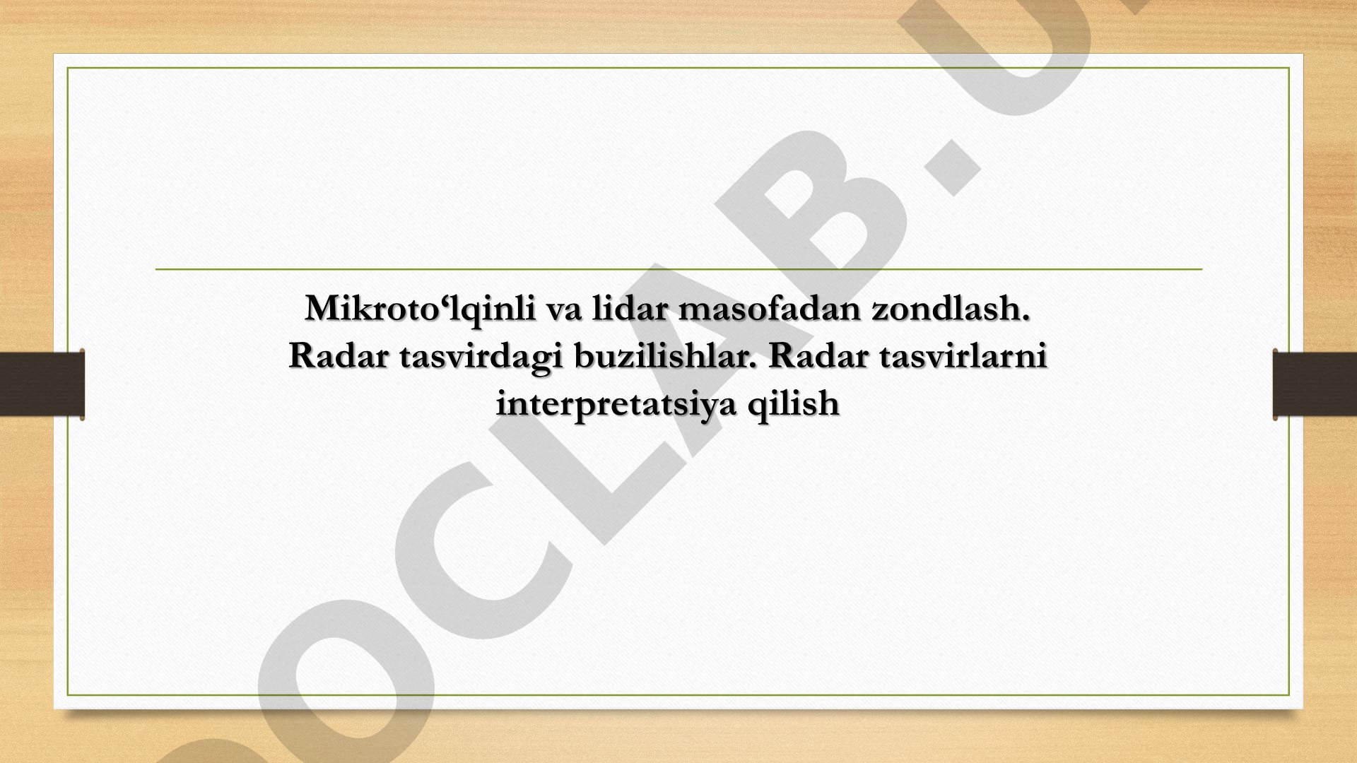 Mikroto'lqinli va lidar masofadan zondlash