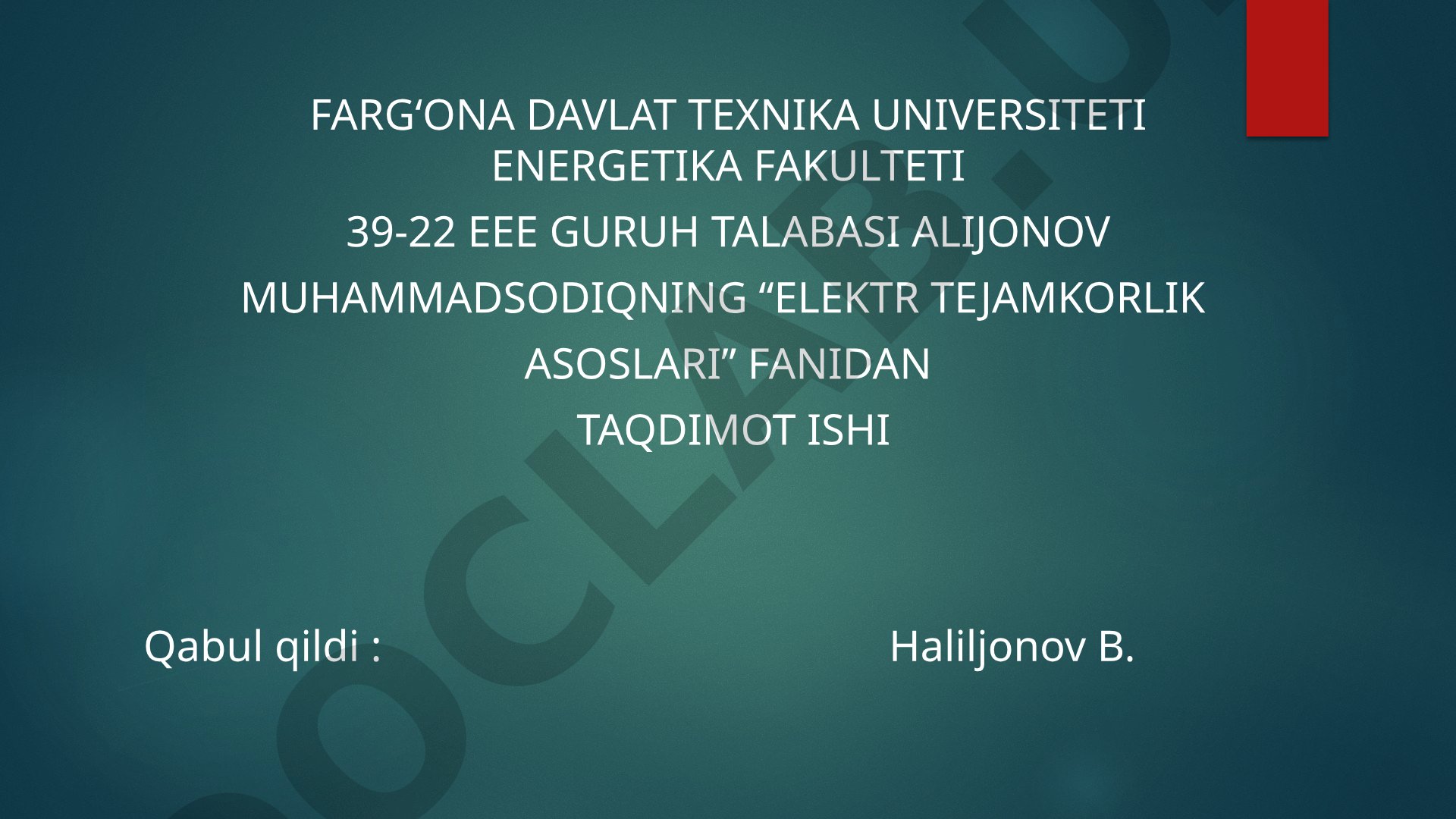 Energiya samaradorlik bo'yicha qonunchilik