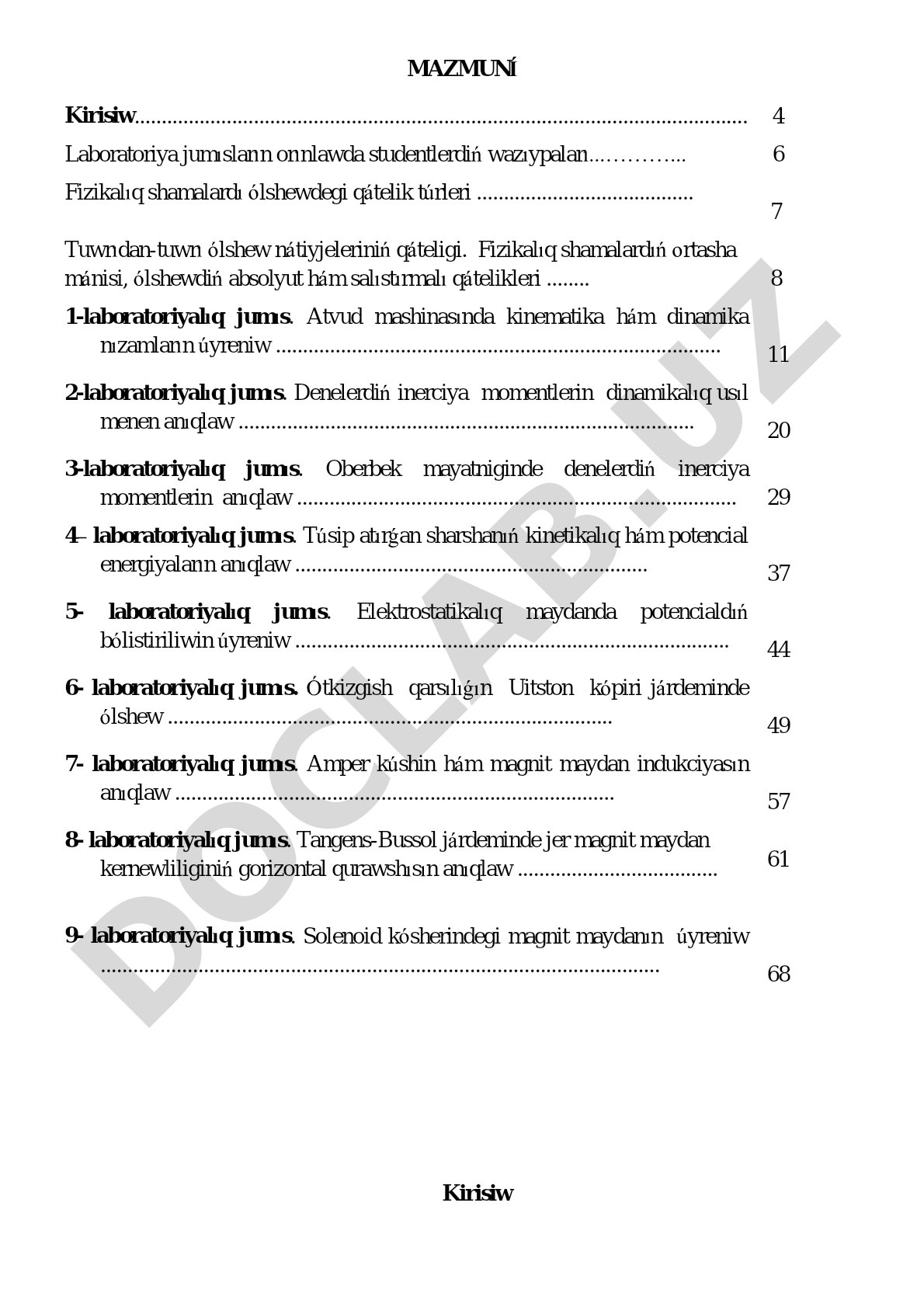 Fizika laboratoriyalıq jumısları