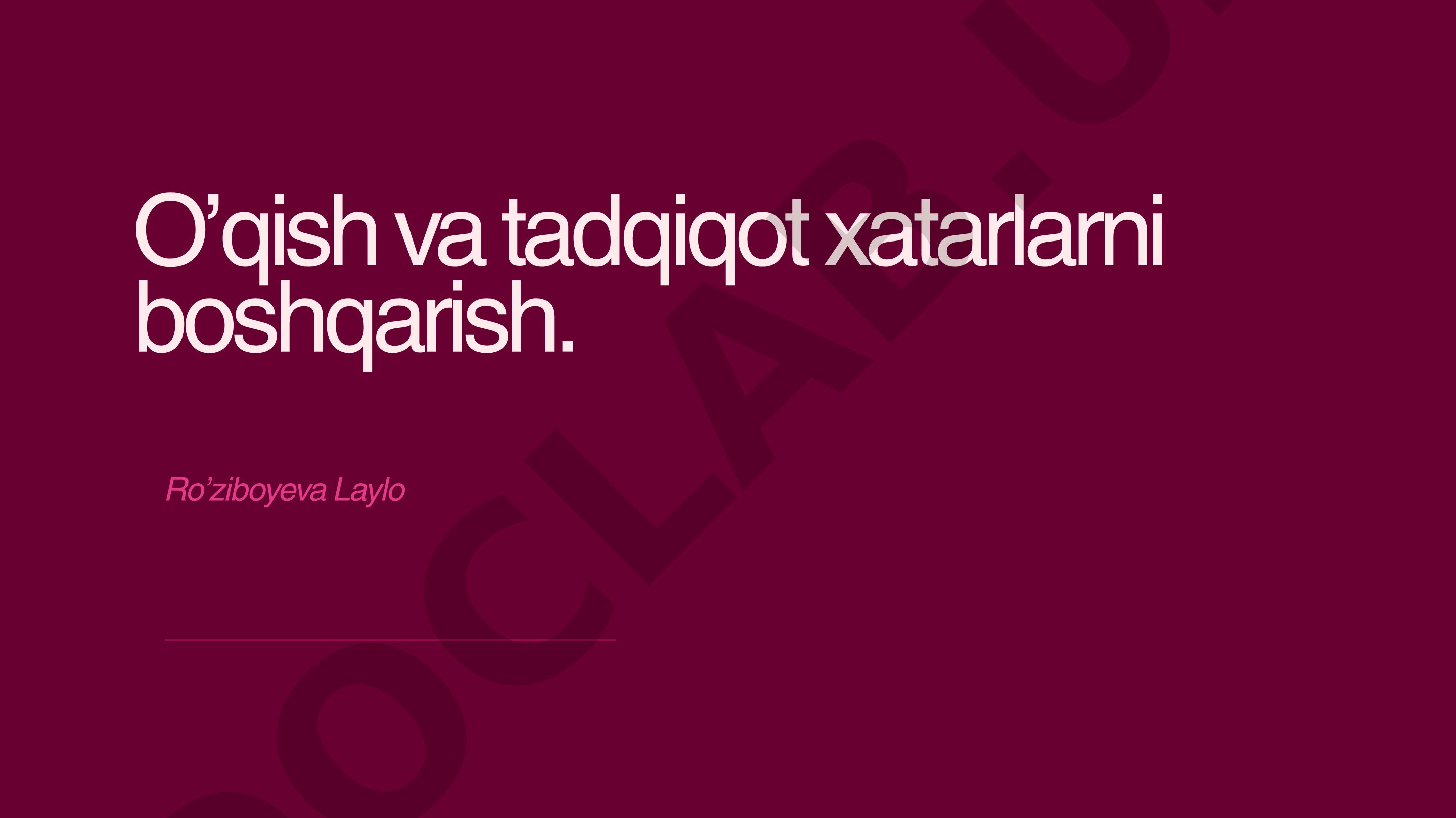 O’qish va tadqiqot xatarlarni boshqarish