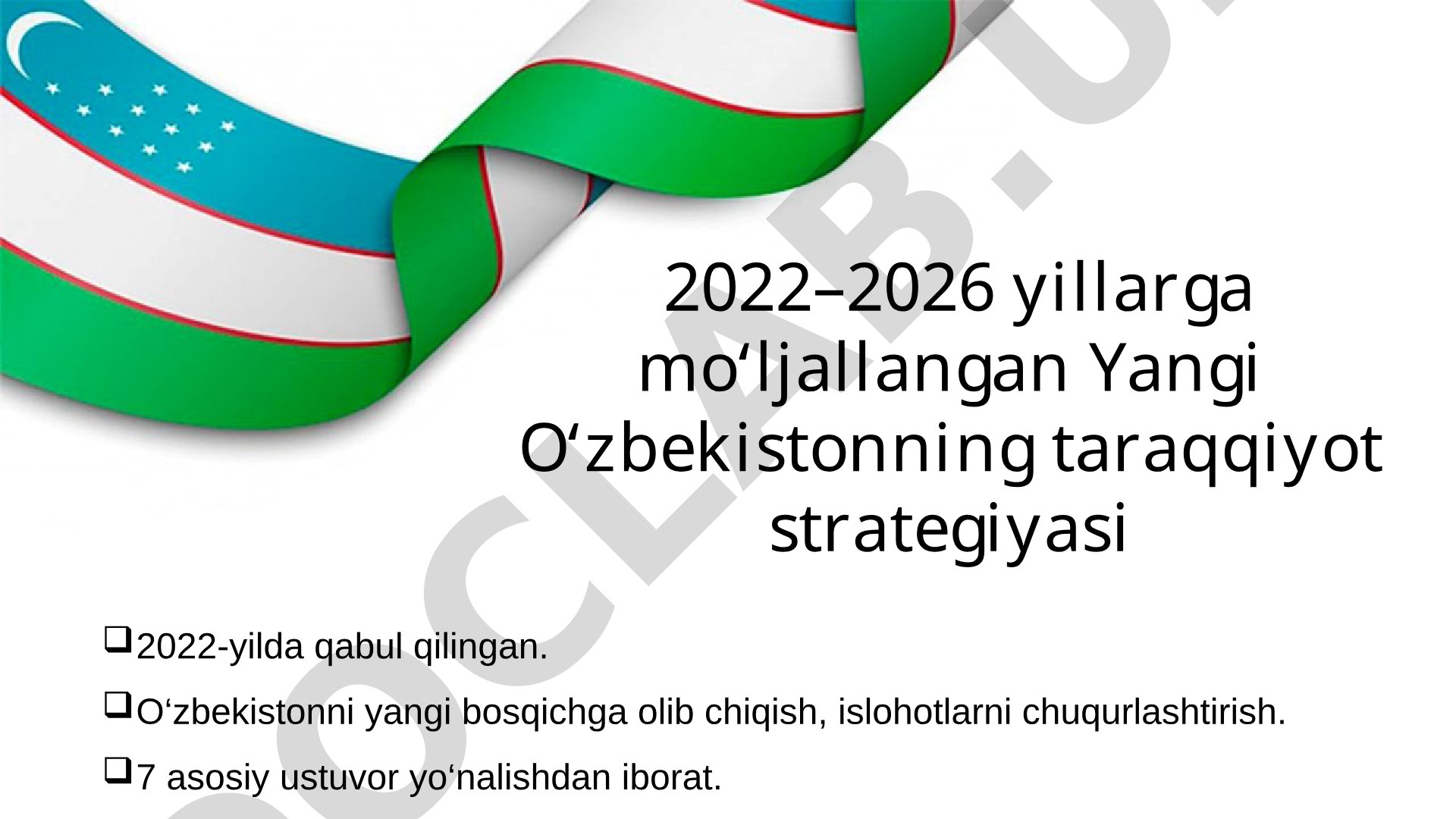 Yangi O'zbekistonning 2022-2026 yillarga mo'ljallangan taraqqiyot strategiyasi