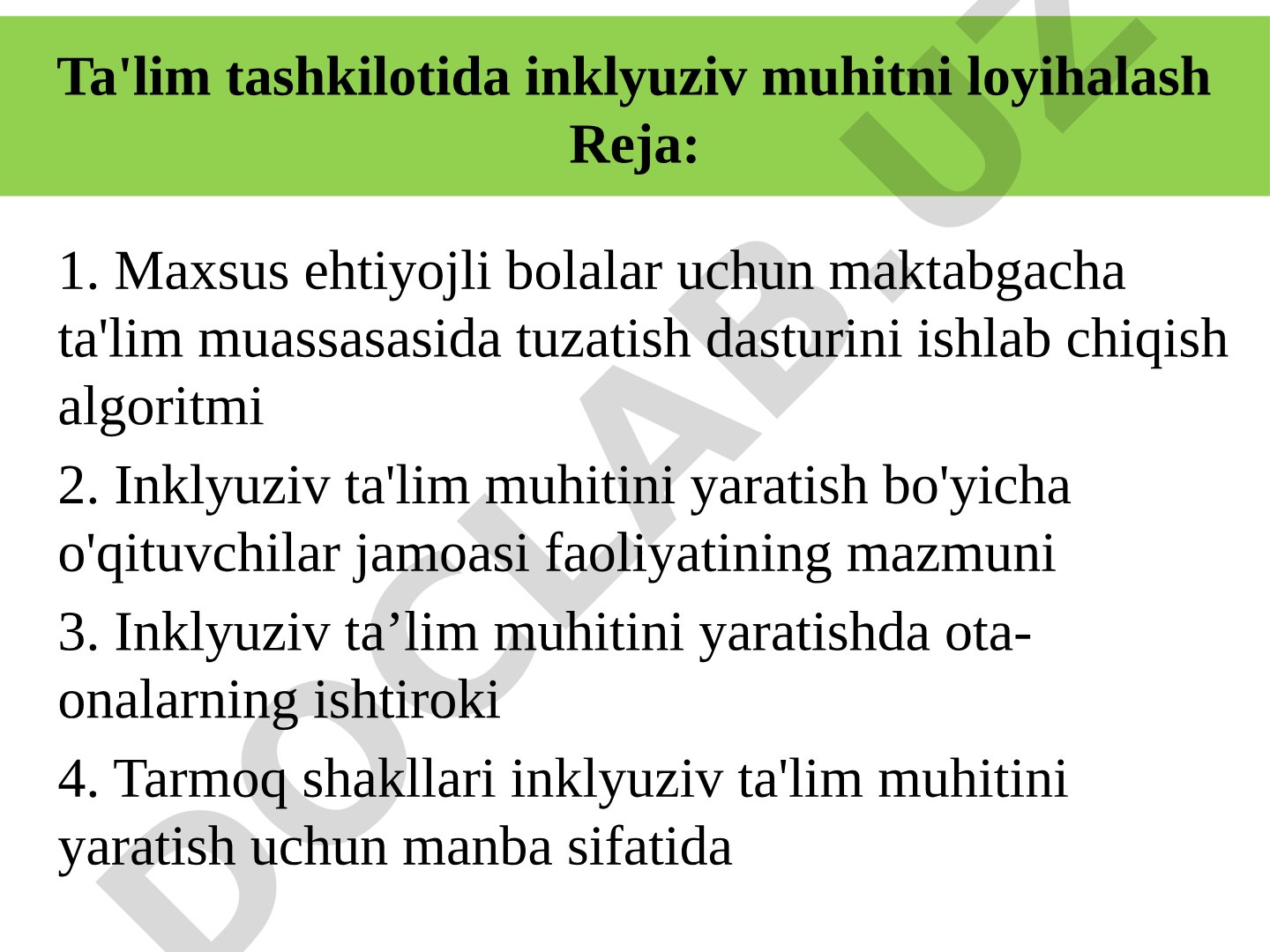 Ta'lim tashkilotida inklyuziv muhitni loyihalash