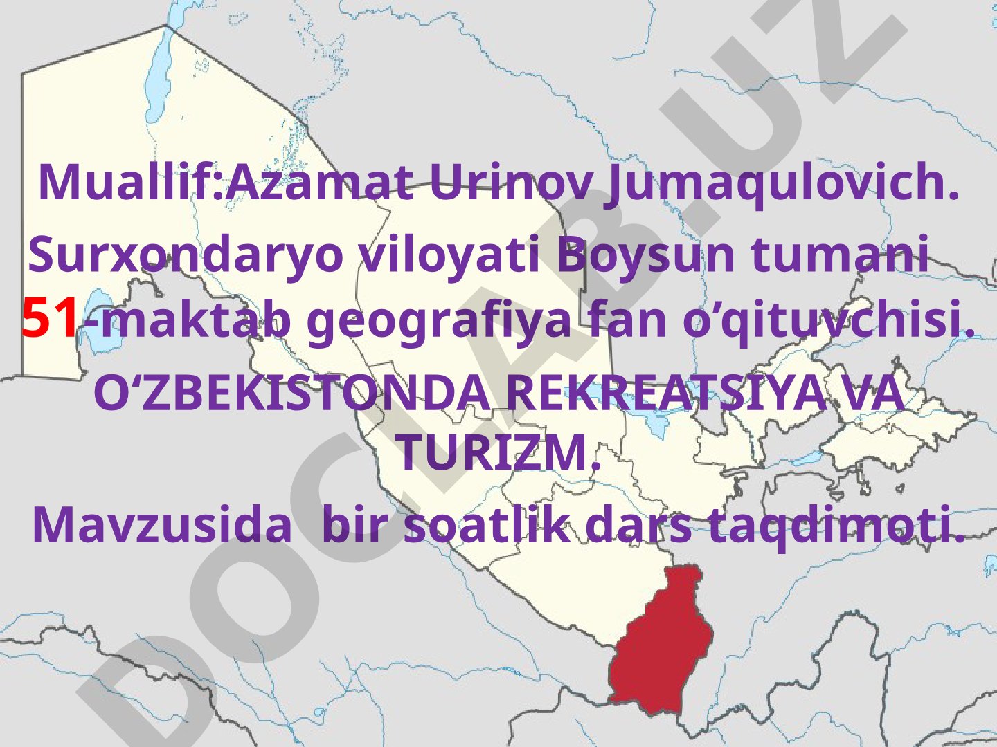 O‘ZBEKISTONDA REKREATSIYA VA TURIZM