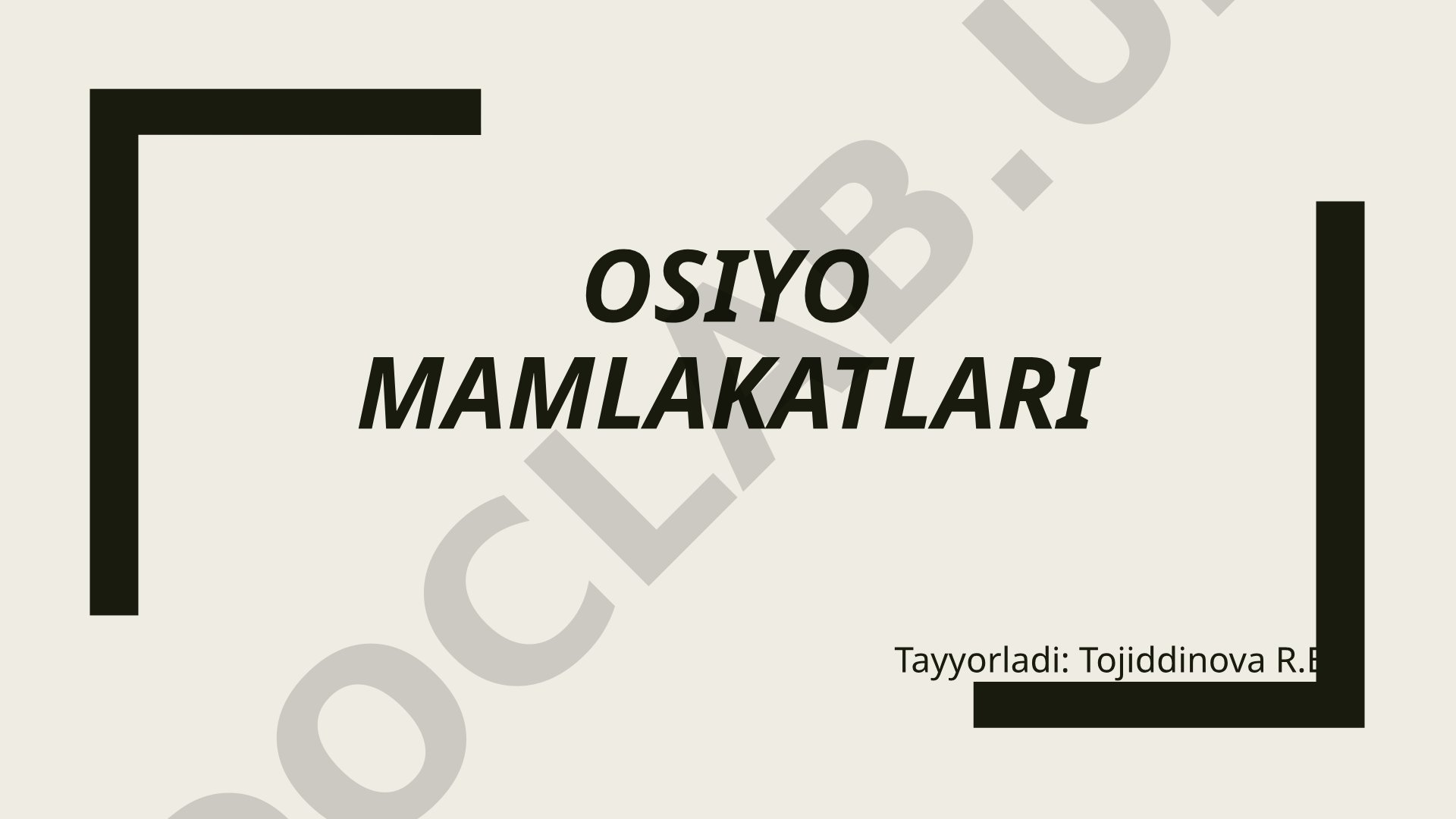 Osiyo mamlakatlari