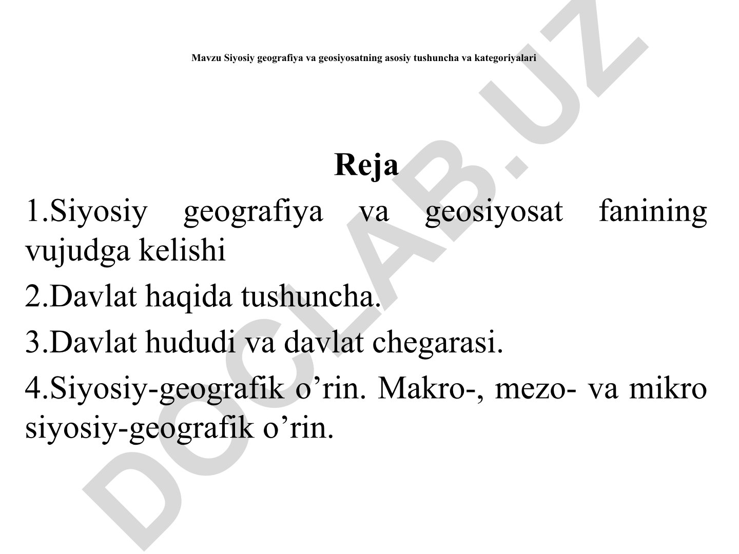 Siyosiy geografiya va geosiyosatning asosiy tushuncha va kategoriyalari